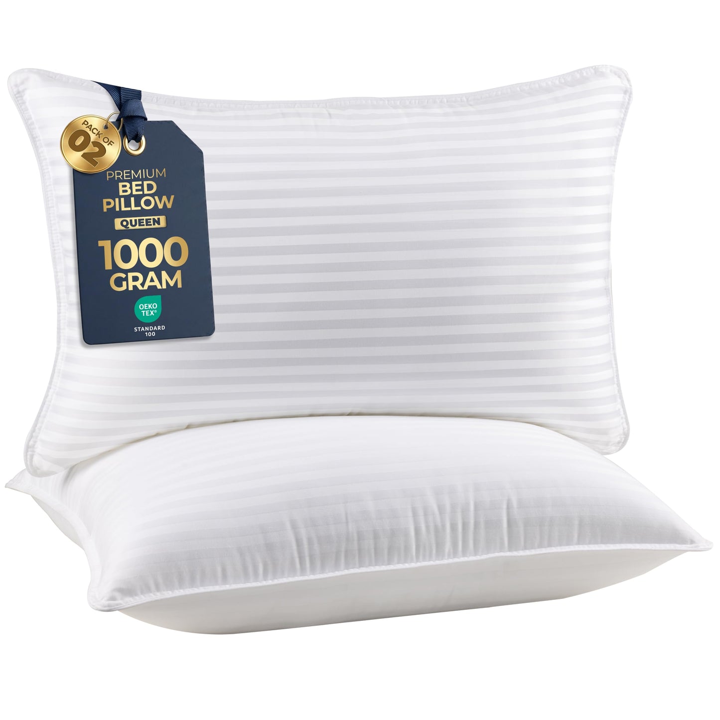 Utopia Bedding Pillows Queen Size 2 Pack – Soft, Supportive Hotel Quality Bed Pillow, Down Alternative Cooling Pillow for Side, Back or Stomach Sleepers, Premium Queen Pillows