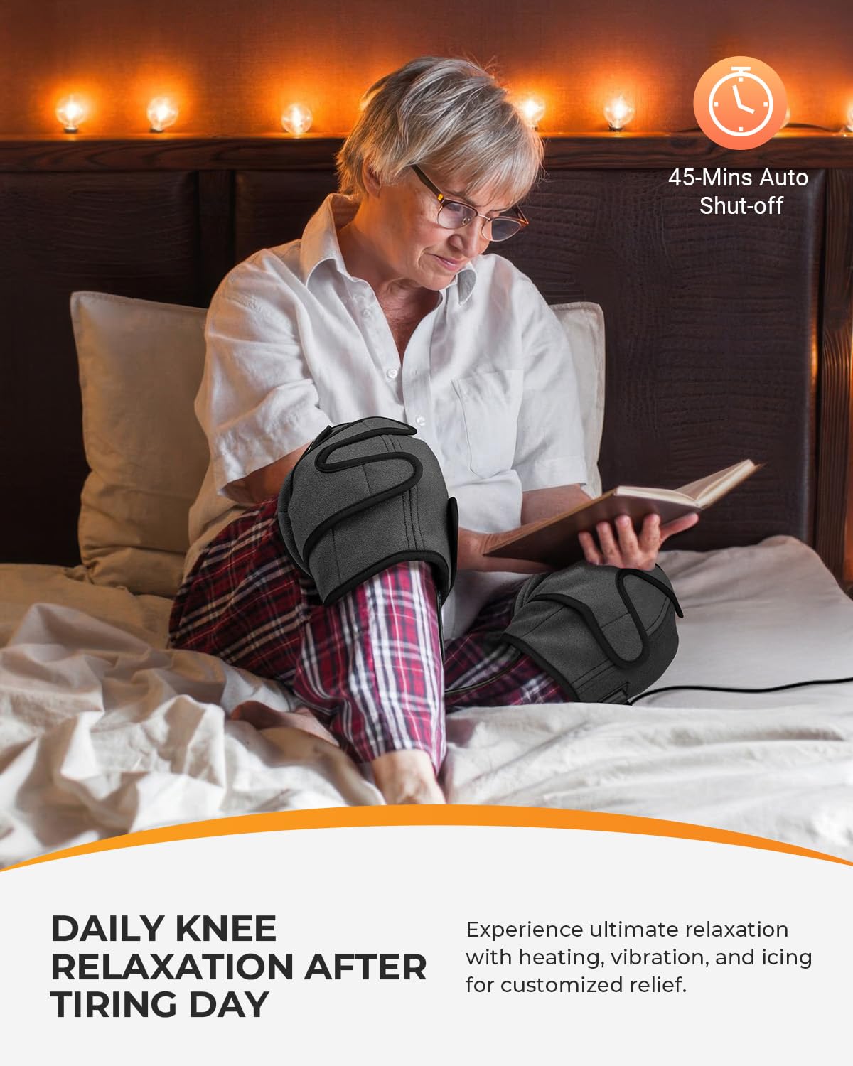 CooCoCo Knee Massager with Heat/Cold, Gifts for Men, Women, Heating Pad for Knee Pain Relief, Knee Warmer, Heated Knee Pad for Dad Mom Husband Wife Seniors