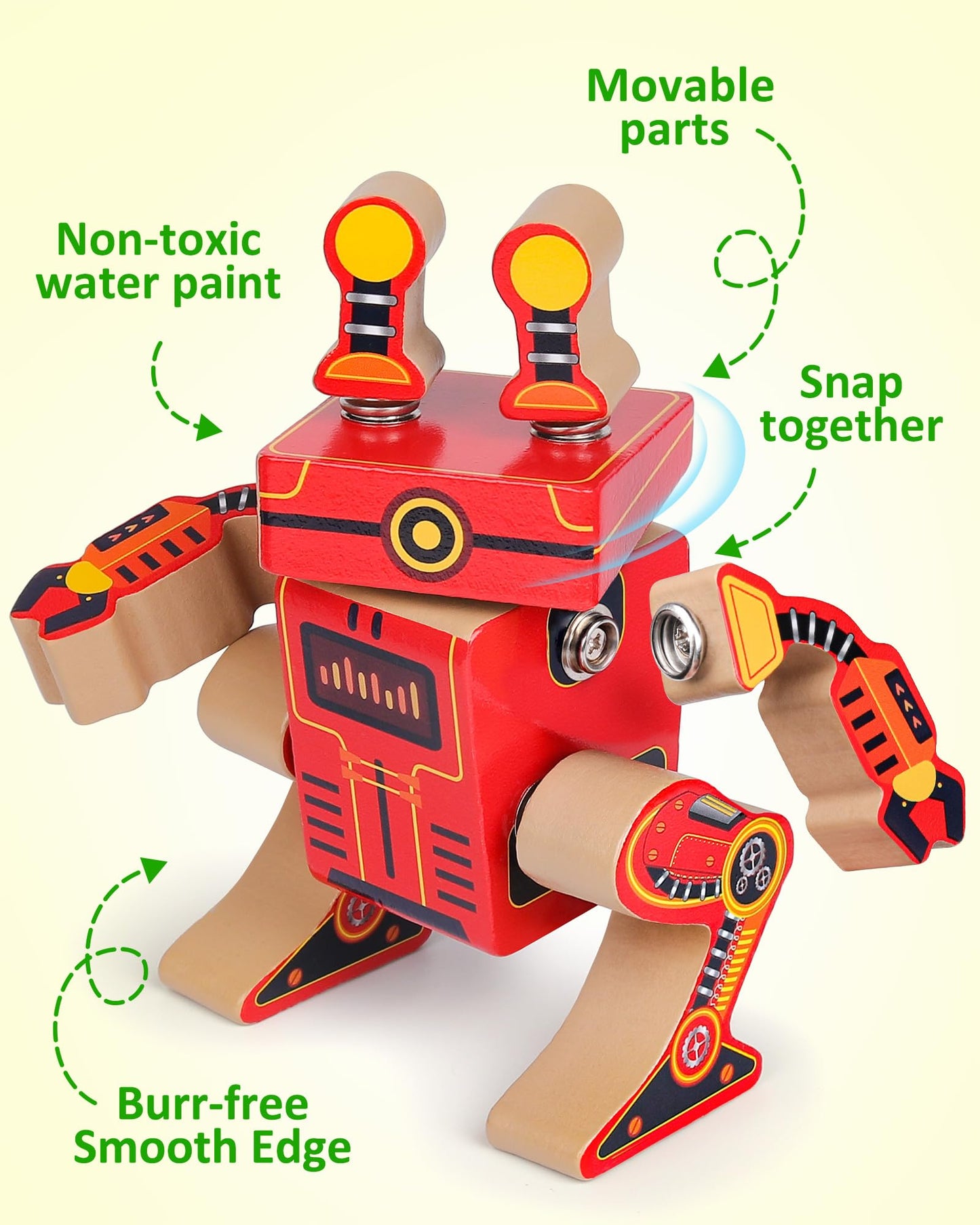 Coogam Wooden Robot Building Block Set, Snap Together Robot Builders, STEM Take Apart Robot Playset, Fine Motor Skill Educational Learning Toy Gift for 3 4 5 Years Old Kids