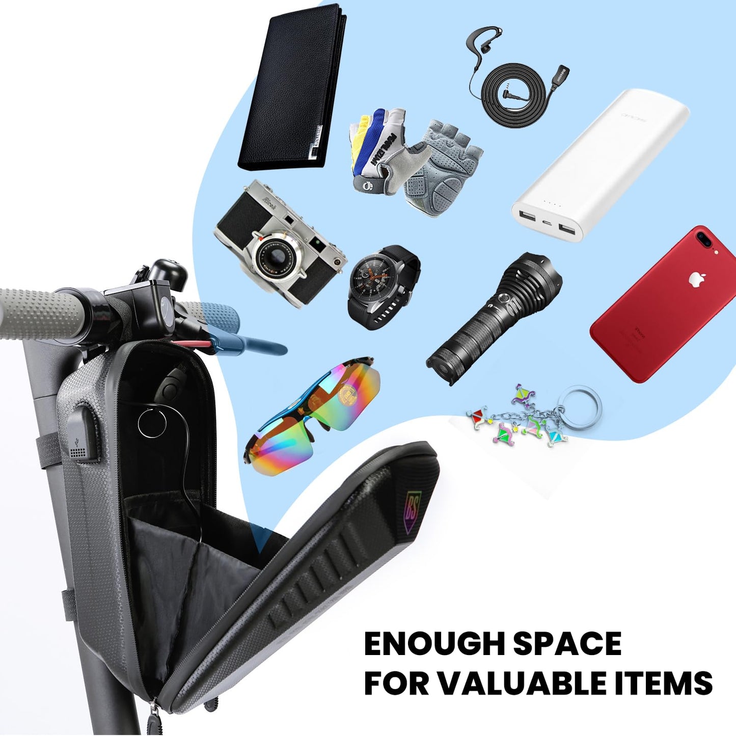 Besudo E Scooter Handlebar Bag - Waterproof 3L Storage Bag for Accessories Such as Lock, Charger - Compatible With Xiaomi MI Mijia M365 Sedway Ninebot