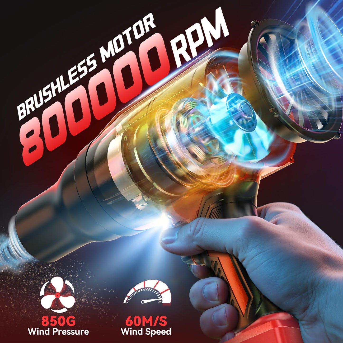 800,000 RPM Leaf Blower Compatible with Milwaukee 18V: Ecarke Cordless Dust Blower, Electric Turbo Jet Blower Handheld Battery Powered with Brushless Motor for Patio Garden Lawn(Tool Only, No Battery)