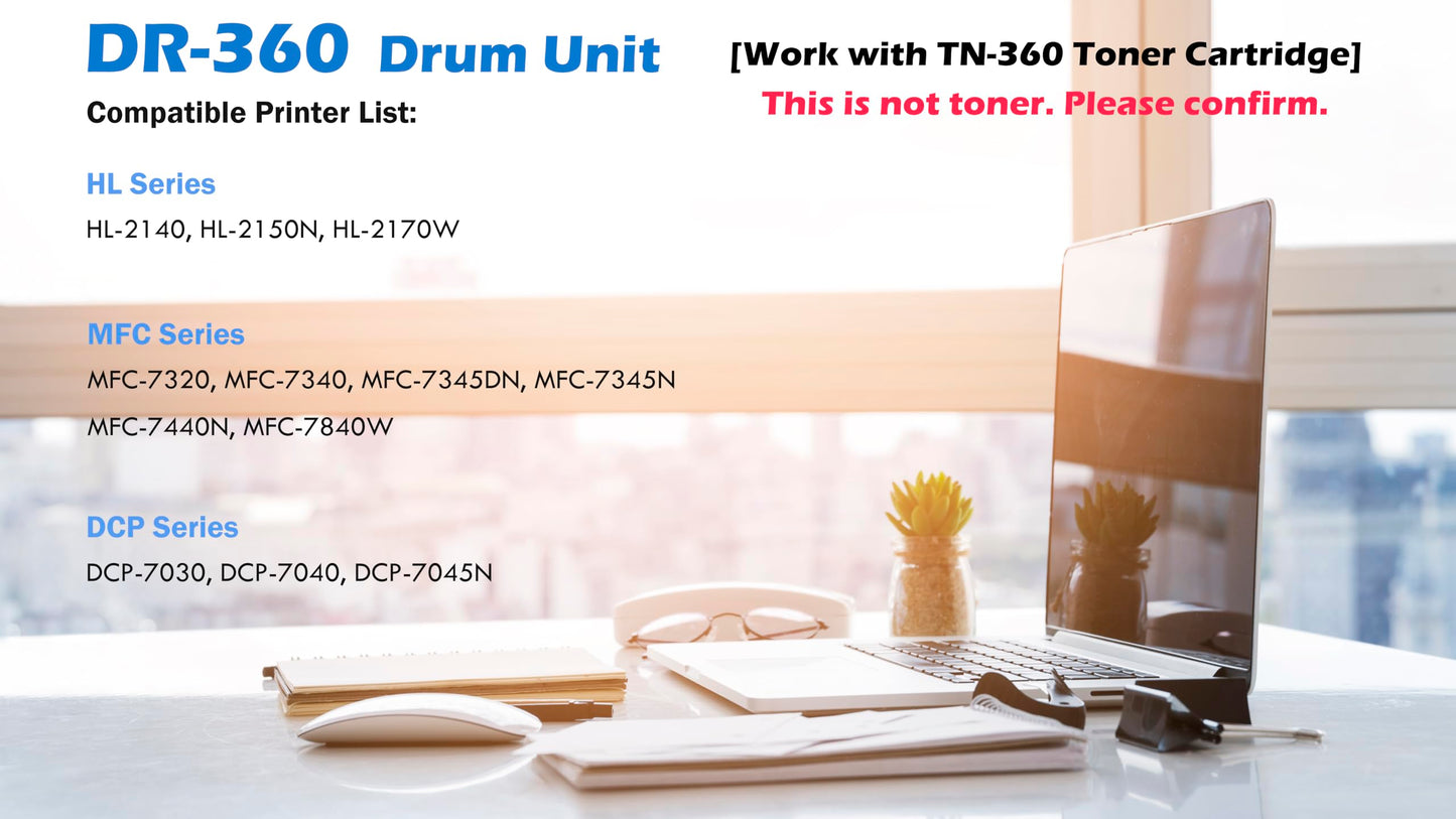Ultra Toner® Compatible Replacement for Brother DR-360 DR360 Drum Unit for TN330 TN360 DCP-7030 7040 7045N HL-2140 2150N 2170W MFC-7320 7340 7345DN 7345N 7440N 7840W (1 Drum, NOT TN360 Toner)
