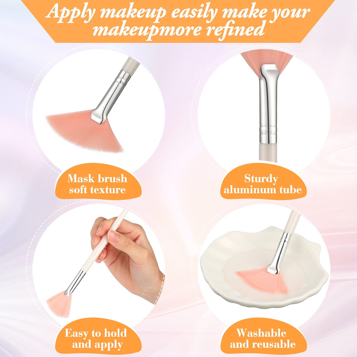 32 Pcs Face Mask Fan Brush Applicator Set Soft Fan Brush Flat Head Facial Esthetician Mask Cosmetic Makeup Tools for Eyelash Extension Peel Mud Clay face Cream(Pink)