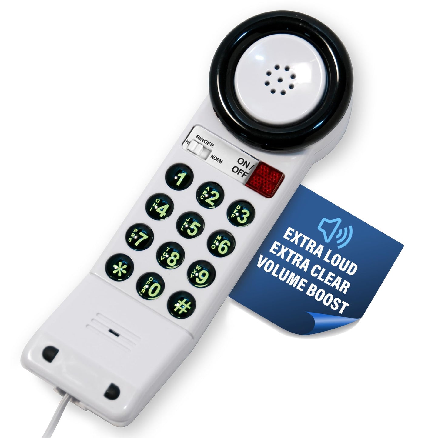 Med-Pat XL88Q - Easy to Use One-Piece Telephone with Ring/in-Use Light Indicator, Extra Loud-Extra Clear Volume Boost, for Busy Settings, Elderly & Teenagers, Corded Landline Telephone, Pack of 1