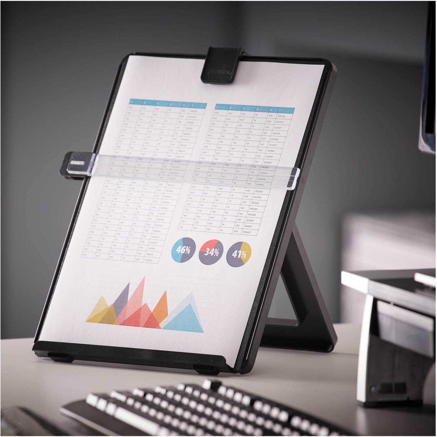Fellowes Desktop Copyholder - Letter, Black, 7.38 x 10.13 x 11.25 inches, 21106