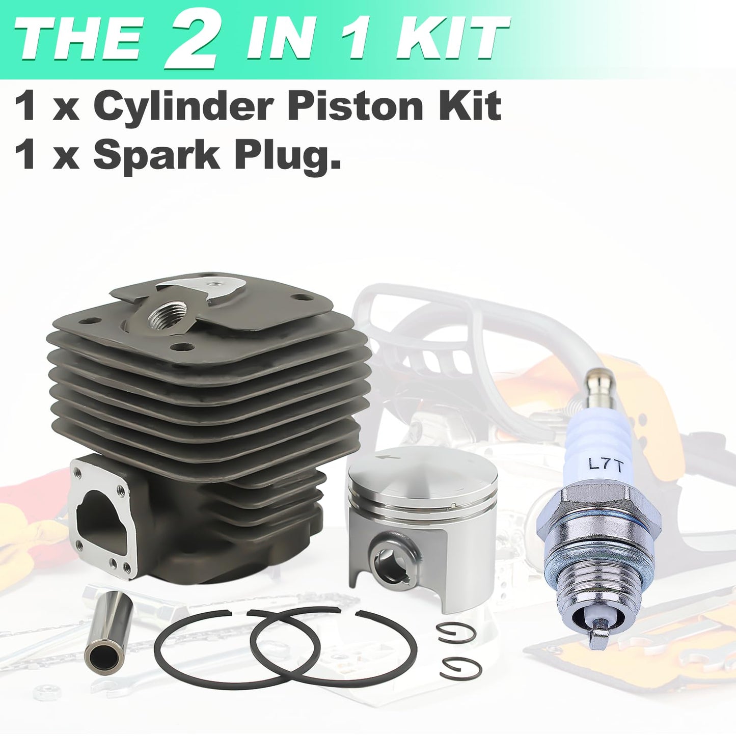 Adefol 49mm Cylinder Piston Kit for Stihl TS360 TS350 BT360 08S Concrete Cut-Off Saw, TS350 TS360 Bore Cylinder & Piston Kit with Spark Plug Replacement Parts Replace 4201 020 1200, 4201-020-1200