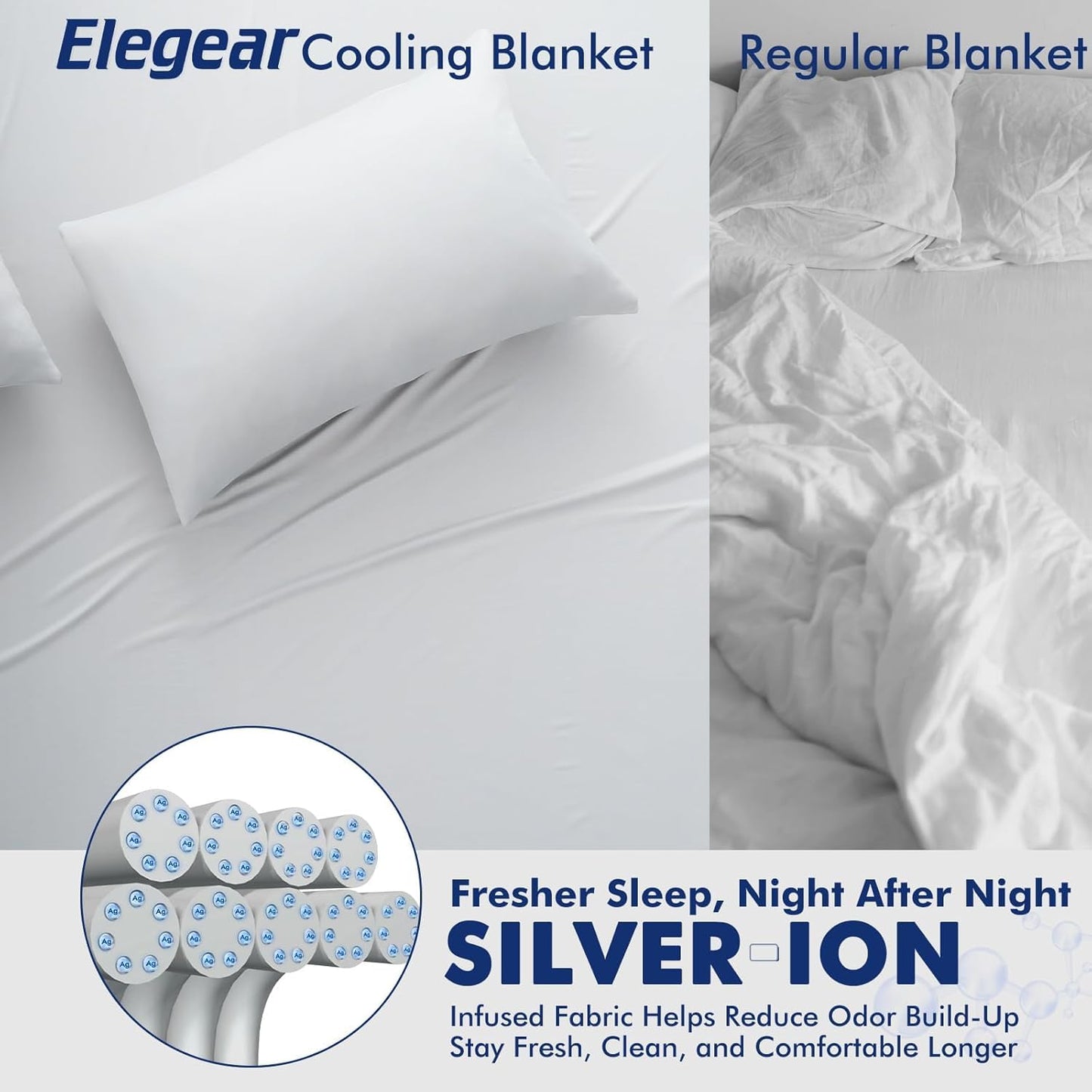 Elegear Silver Infused Cooling Blanket King, 108"x90", Upgraded Arc-Chill 3.0 (Q-Max>0.5), Lightweight Breathable Cold Blanket for Hot Sleepers & Night Sweat, Summer Bed Blanket for Couch Sofa, Gray