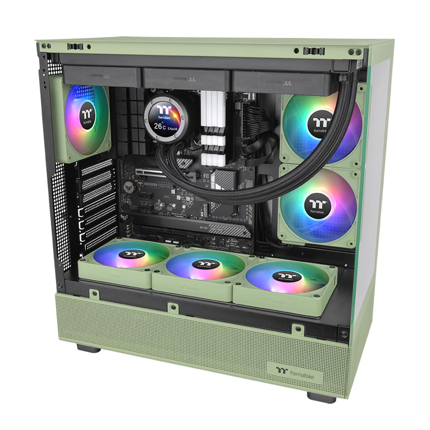 Thermaltake CT120 EX ARGB Sync PC Cooling Fan Matcha Green (3-Fan Pack), Magnetic Connection, 5V Motherboard Sync, 16.8 Million Colors 9 Addressable LEDs, 120 mm Case/Radiator Fan, CL-F196-PL12MG-A