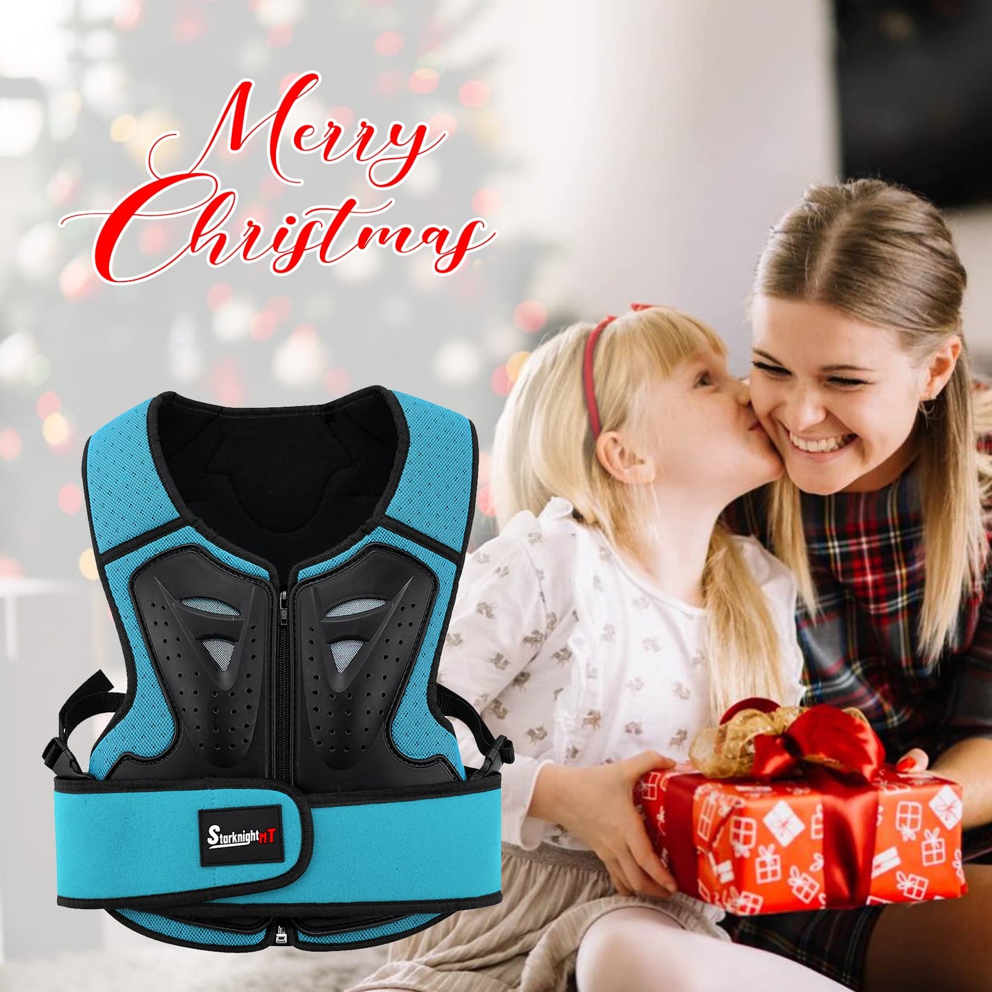 StarknightMT Kids Motorcycle Chest Protector Dirt Bike Youth Riding Spine Back Armor Protection for Motocross Cycling Skateboard,Skiing,Skating,Off-Road （Blue）