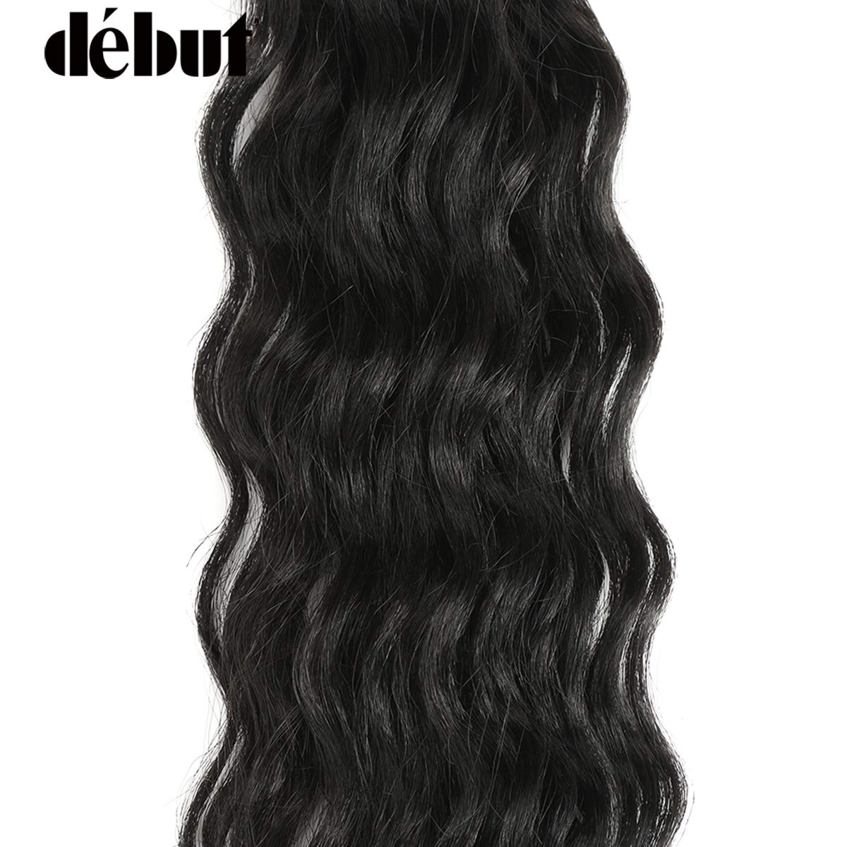 DÉBUT Synthetic Hair 8 Bundles with Simple Closure Weave Water Wave Bundles 9pcs High Temperature Fiber 20 Inches 240g