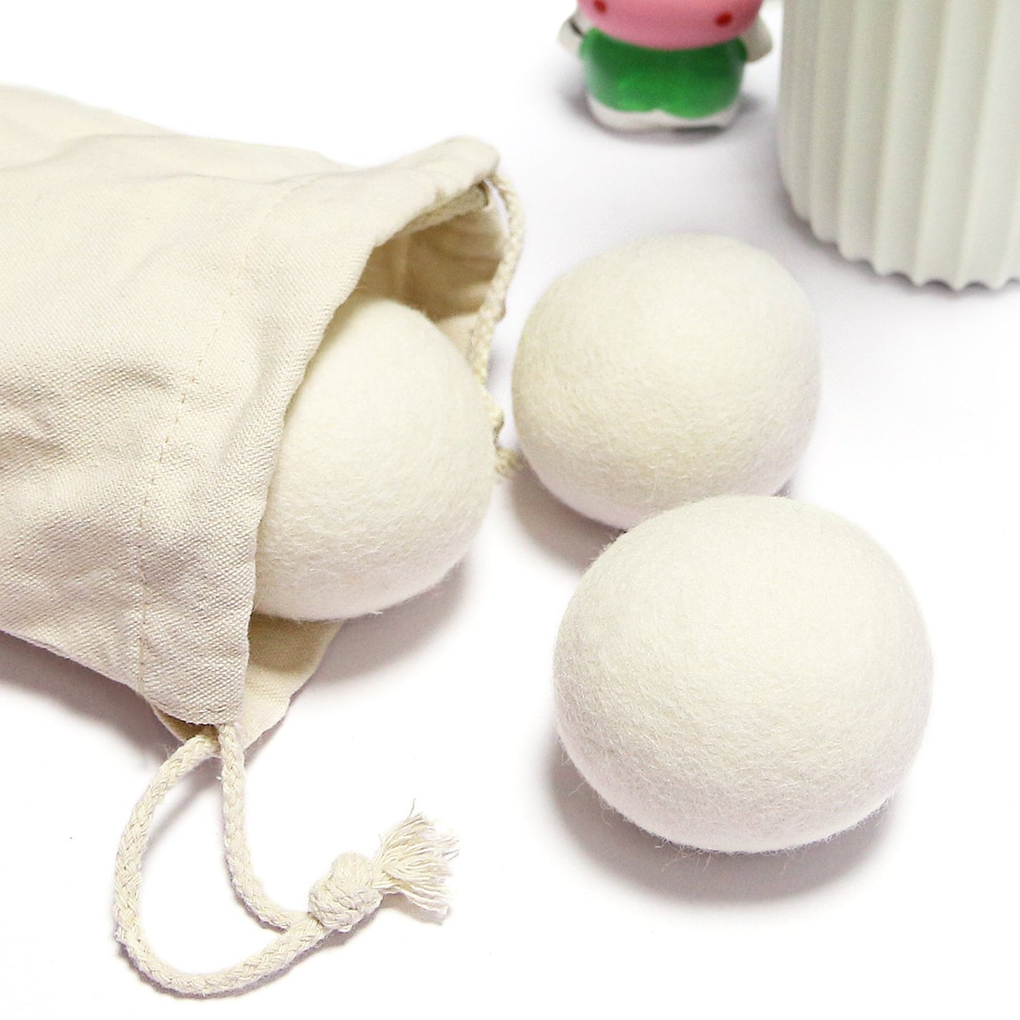 Dryer Balls-All Natural Wool - Chemical Free Natural Fabric Softner, Fabric Softner Alternative Reusable (6 Pack) (White)