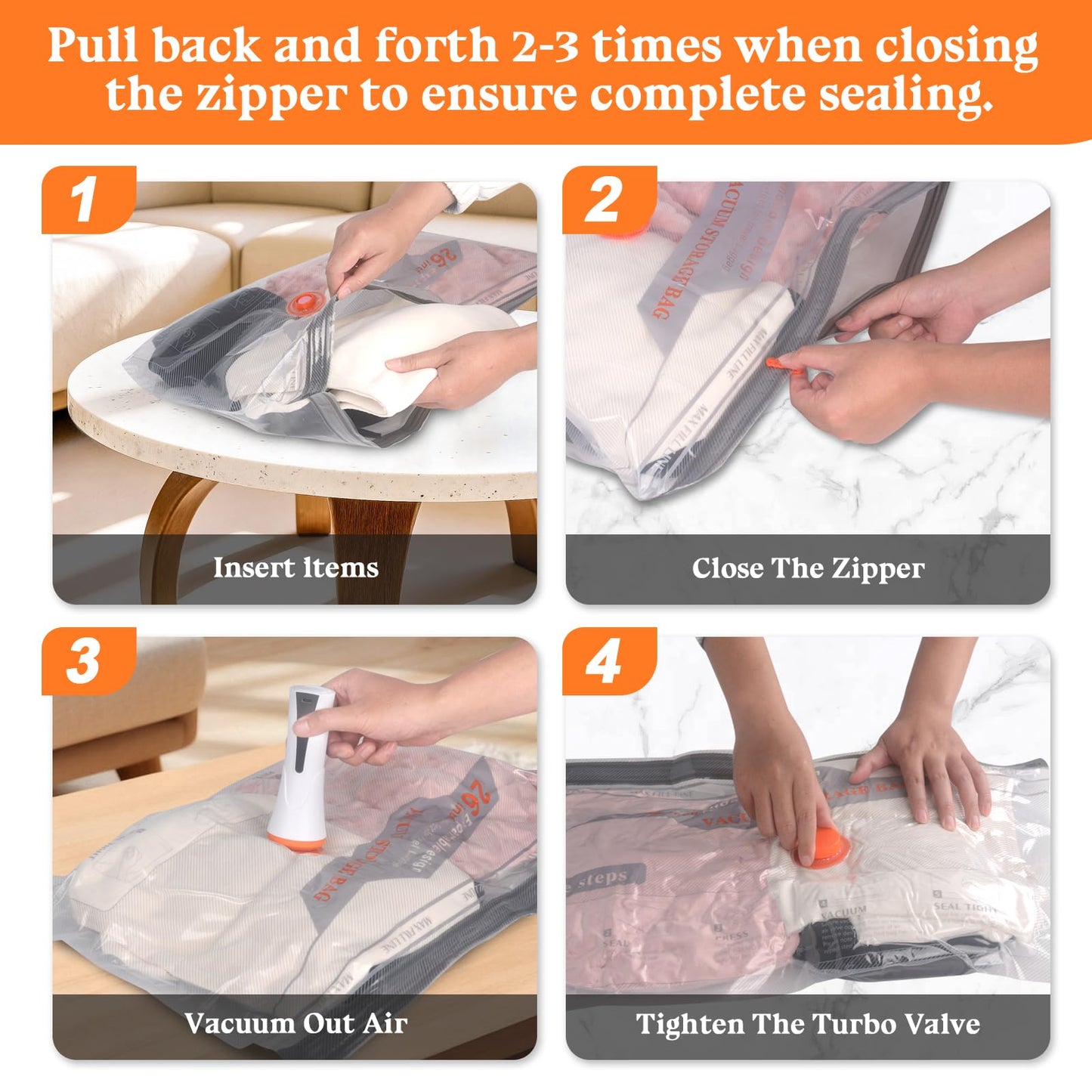 Vacuum Storage Bags for Travel with Rechargeable Air Pump, 16 Pack Compression Packing Bags 80% Space Saver Vacuum Seal Bags for Clothing, Blankets, Comforters, Pillows, Suitcase and Luggage