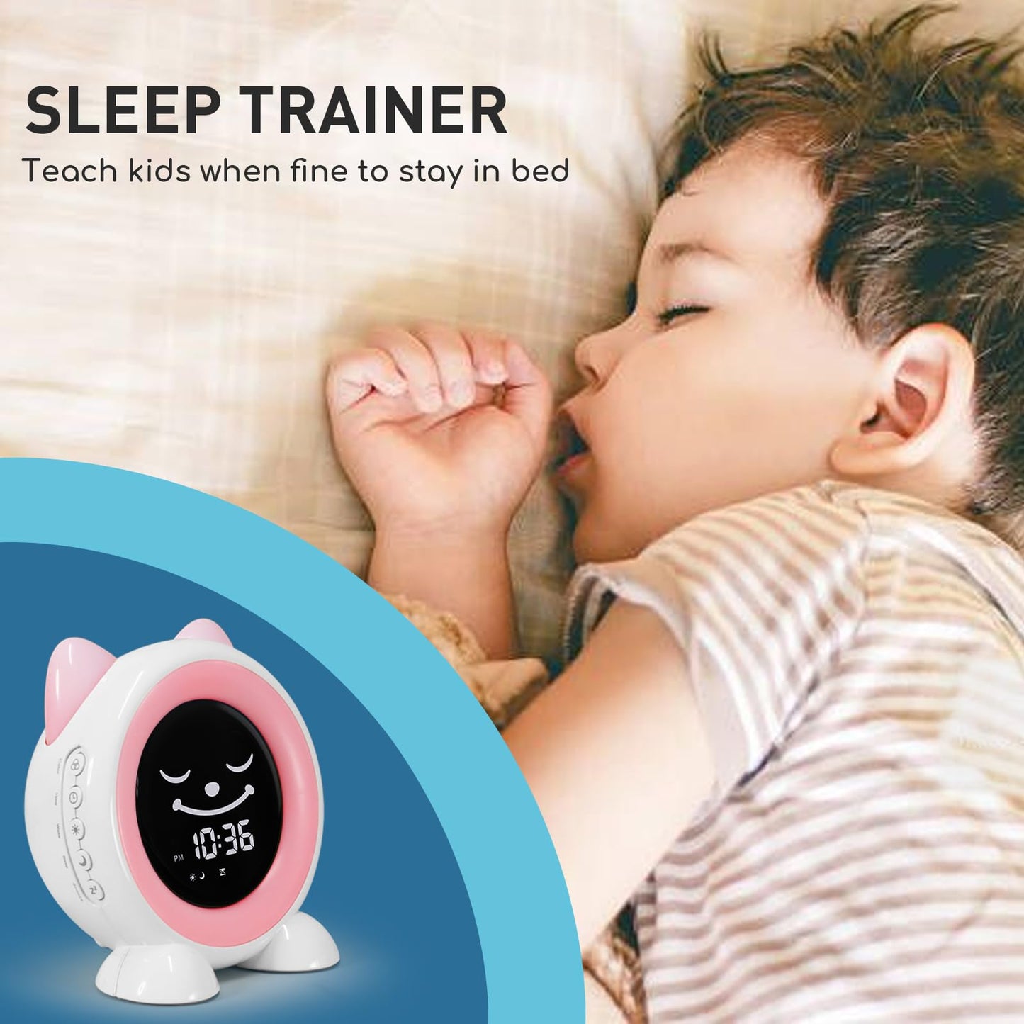 I·CODE Time to Wake Kids Alarm Clock,Toddler Sleep Training Clock with Night Light & Nap Timer,Gift for 2-10 Years Old Children Boys Girls