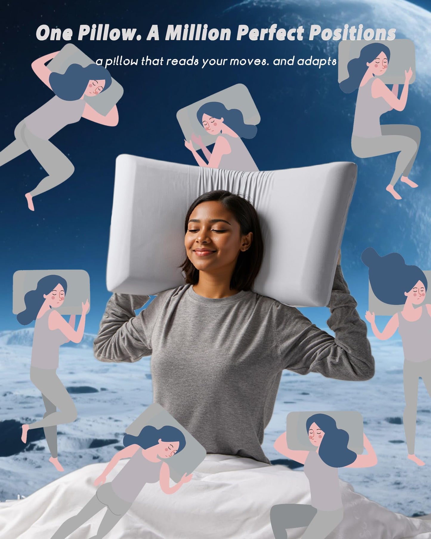 MENDALE Memory Foam Pillow for Sleeping, Cooling Bed Pillows for Neck Pain Relief, Queen Size Contour Design for Side Back Stomach Sleepers with Travel Pouch - Frim But Soft 42x70x10 cm