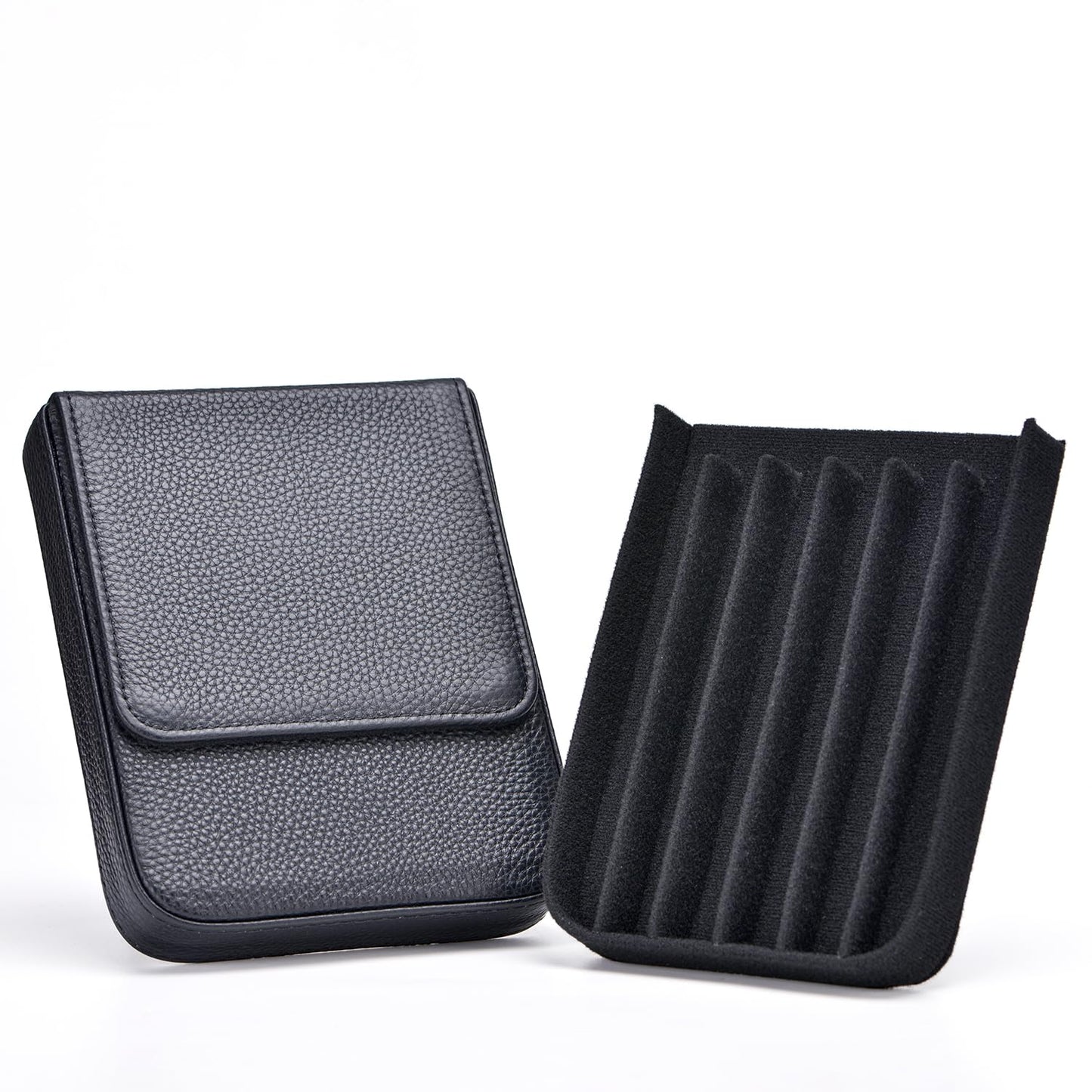 Lanxivi Fountain Pen Cover Genuine Leather Organizer Portable Pen Pouch Drawer Style, Black-6 Slots, 6 Slot, 6 Slots