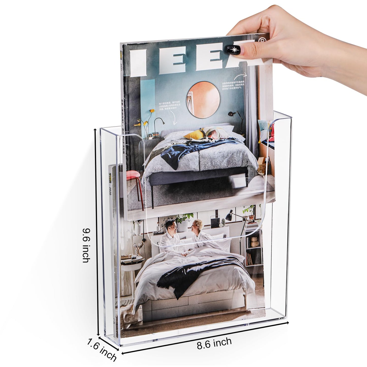 Suwimut 3 Pack Acrylic Brochure Holder, 8.5 x 11 Inch Brochure Holder Wall Mount, Clear Literature Organizer Pamphlet Flyer Display Plastic Magazine Holders for Wall