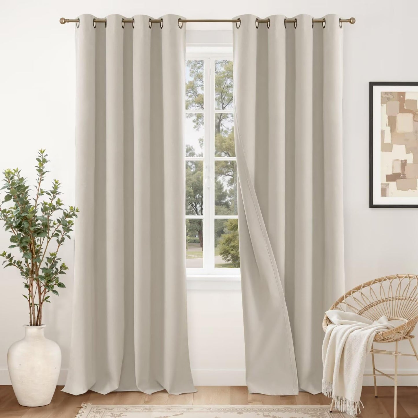 YoungsTex Blackout Curtains for Living Room - Linen Curtains 90 Inches Long Thermal Insulated Light Blocking Grommet Window Drapes for Bedroom, 2 Panels, 52x90 Inch