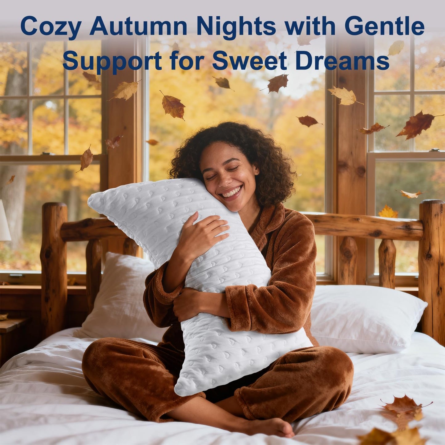 Cooling Side Sleeper Pillows for Adults, Curved Pillow for Neck and Shoulder, Shredded Memory Foam Pillows, Adjustable Crescent Pillow with Extra Fill, Queen Size Set of 2