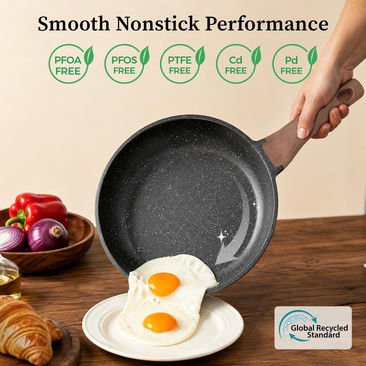 YASHE 20CM Granite Nonstick Frying Pan for Induction & All Stovetops