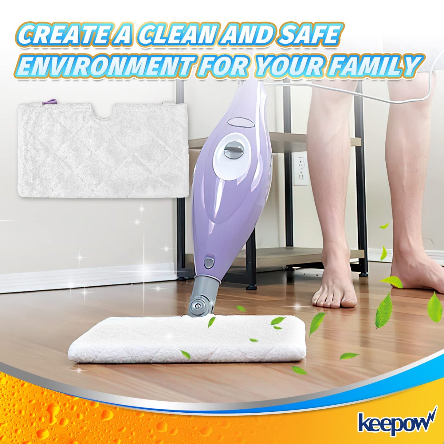 KEEPOW Steam Mop Replacement Pads for Shark Steam Pocket Mop S3500 Series S3501 S3601 S3550 S3901 SE450 S3801CO S3601D S2901 S2902, 8 Pack