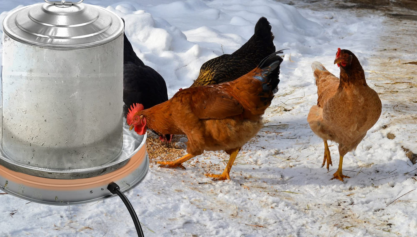 Chicken Water Heater Base for Winter, for Plastic/Metal Poultry Watere Under 6 Gallons, Heated Waterer for Chickens 130W