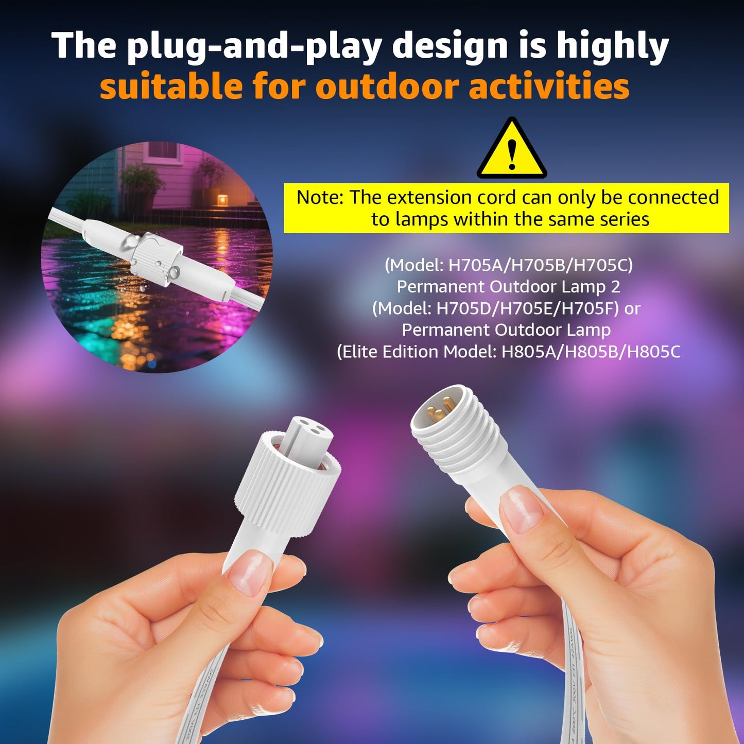 Norward Cable for Govee Permanent Outdoor Lights, IP68 Waterproof Power Cord, Compatible with Govee H705A H705B H705C and Other Outdoor Lighting Systems (16FT)