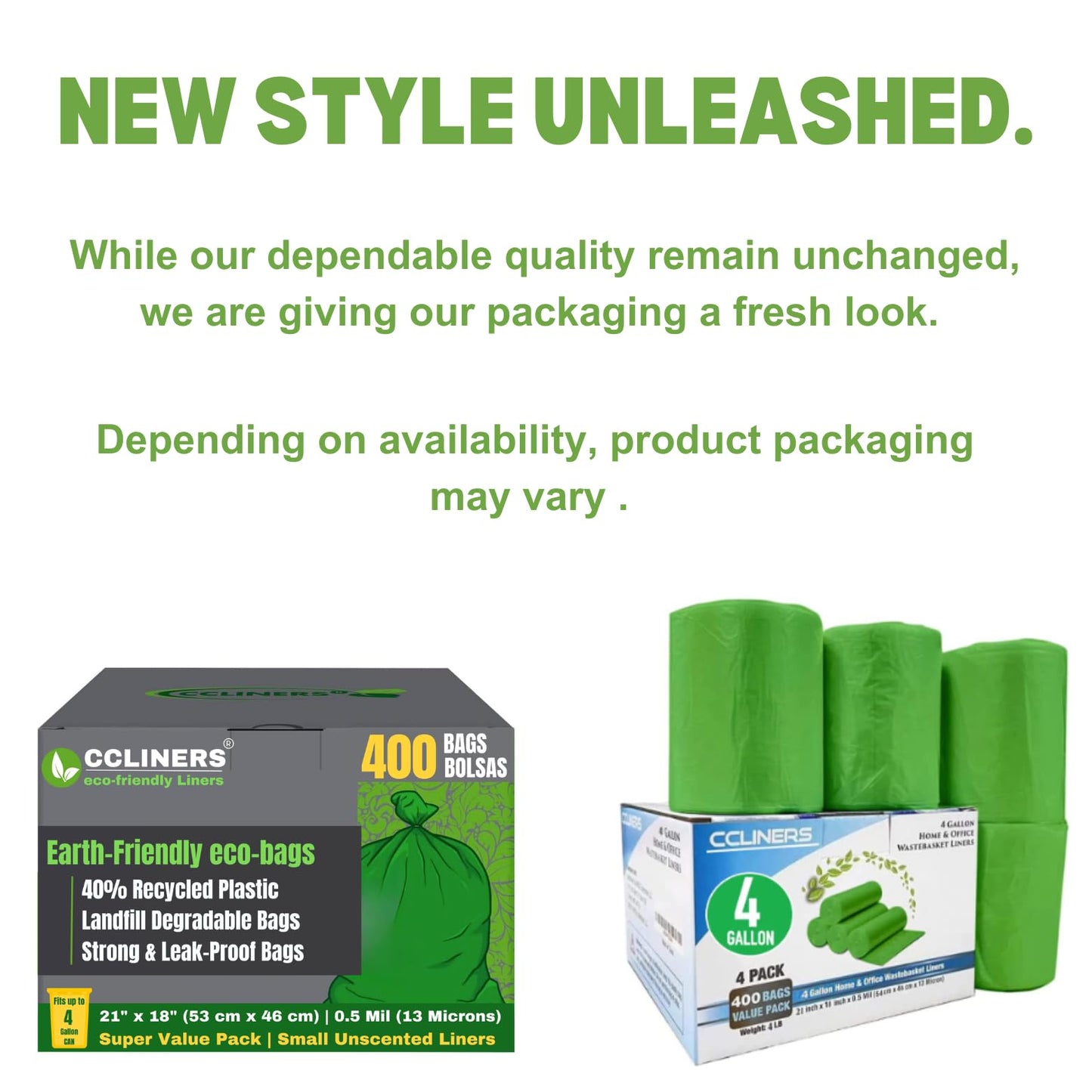 Biodegradable 15 Liter Small Trash Bags (400 Count) 4 Gallon Eco-Friendly Bathroom Garbage Bags OXO-Biodegradable Under Certain Conditions(See Description)