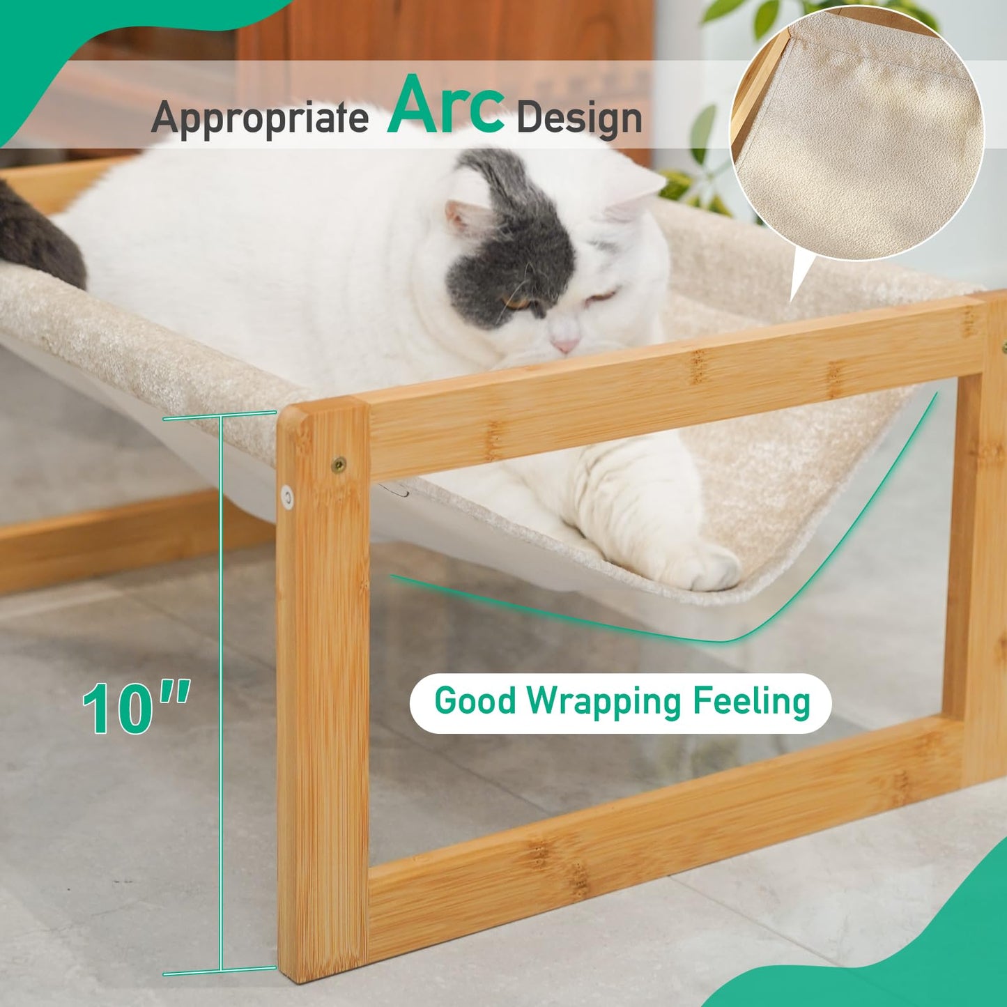 kiplant Large Cat Hammock Bed, Bamboo Wood Elevated Pet Hammock for Outdoor, 21 X 16.5 Inch Suitable for Kitty, Puppy, Rabbit, Bunny and Small Animal