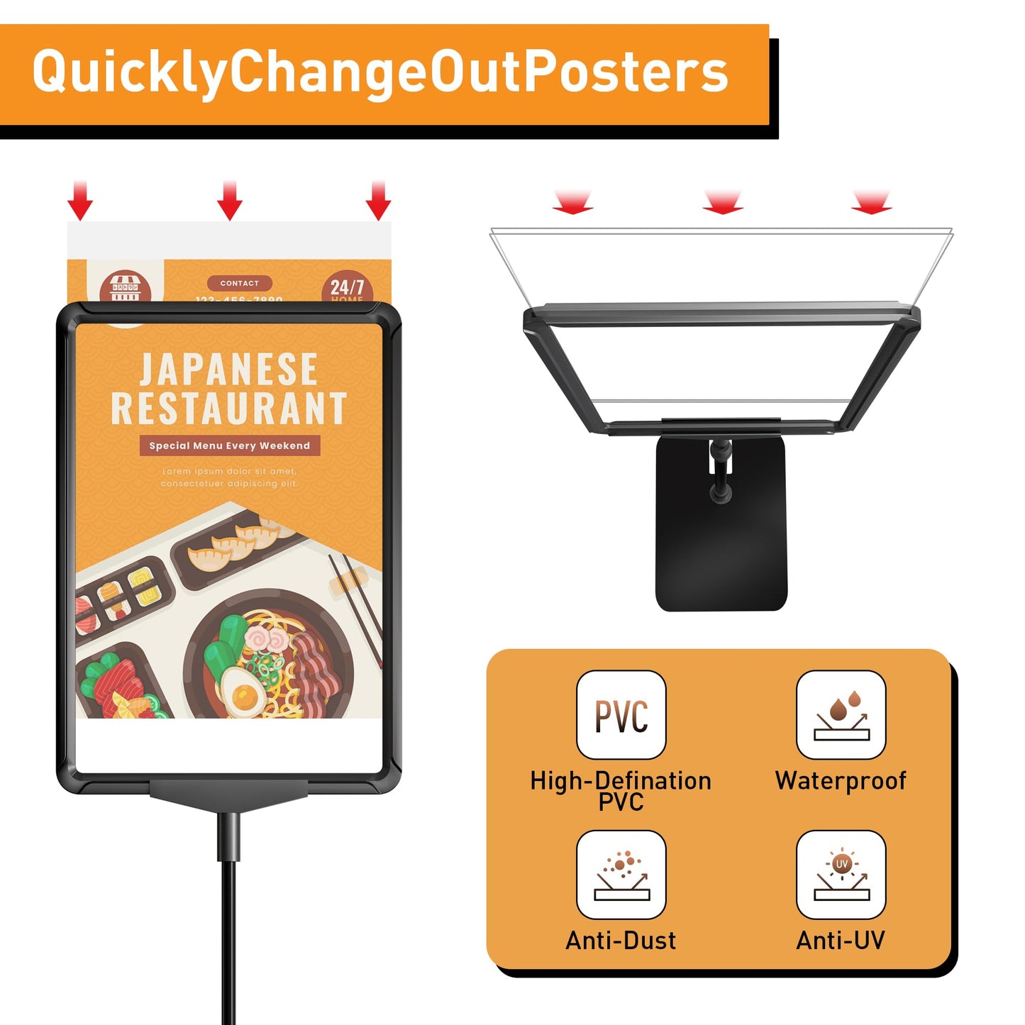 RANDUN Sign Holder Stand 8.5x11 inch Sign Stand Holder for Table Sign Stands for Display Advertising Menu Tabletop - Poster Sign Stand Adjustable Floor Standing Sign Holder - 2 Pack
