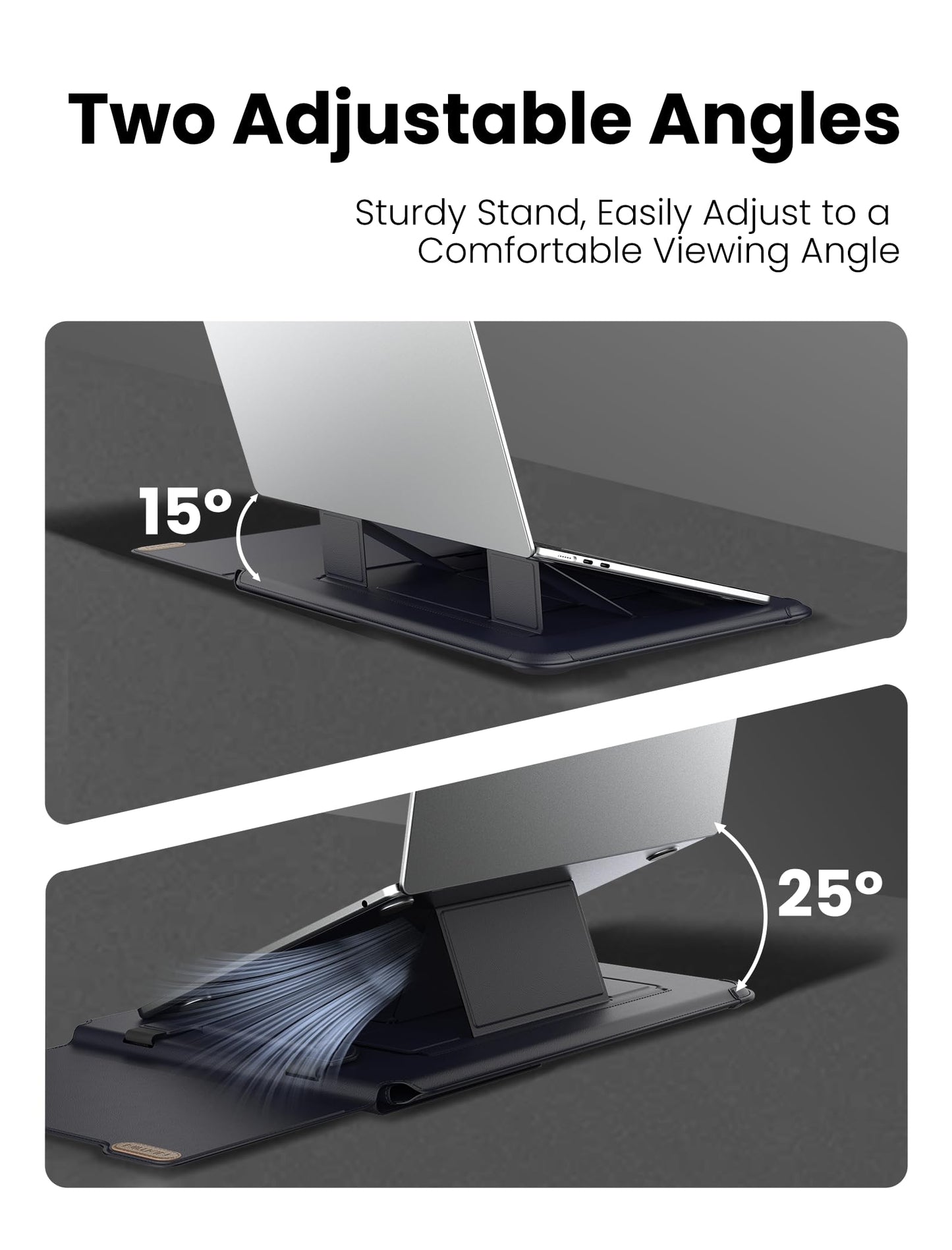 Nillkin Upgraded 13-16 Inch Laptop Sleeve Case for MacBook/Dell/HP/Lenovo/Asus, Unique Slim Travel Computer Bag with Adjustable Stand & Mouse Pad, Magnetic Handle, PU Leather, Black