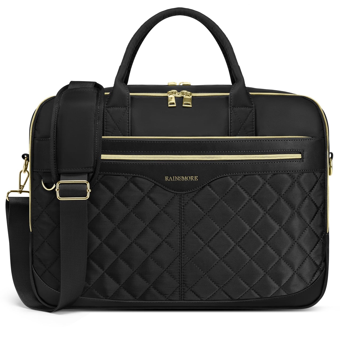 RAINSMORE Laptop Bags for Women 17 Inch Laptop Briefcase Waterproof Messenger Bag Large Computer Bag for Business Office Work College, Black