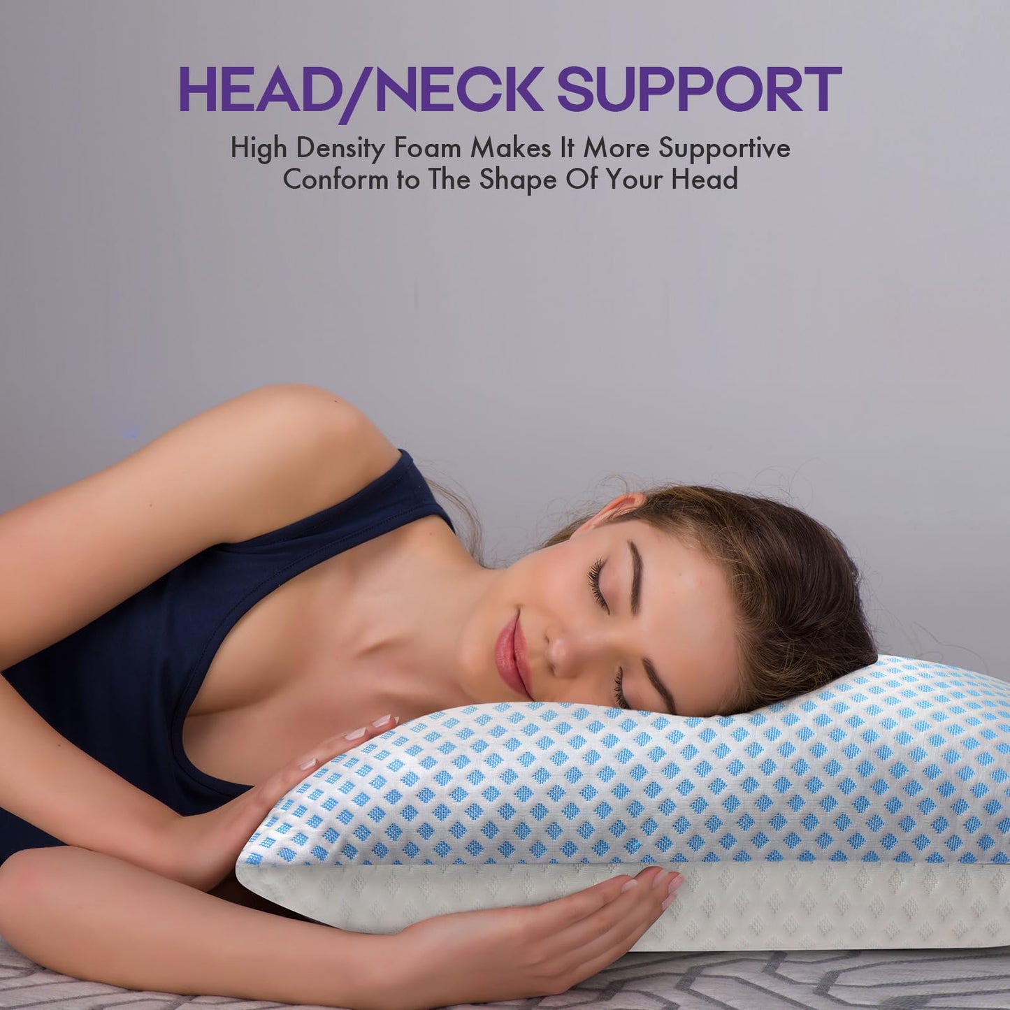 Cooling Memory Foam Pillows King Size 2 Pack, Adjustable Shredded Foams, Soft Firm Bed Pillow for Sleeping with Hypoallergenic Zipper Pillow Cover for Side, Back Sleepers, 20x36In