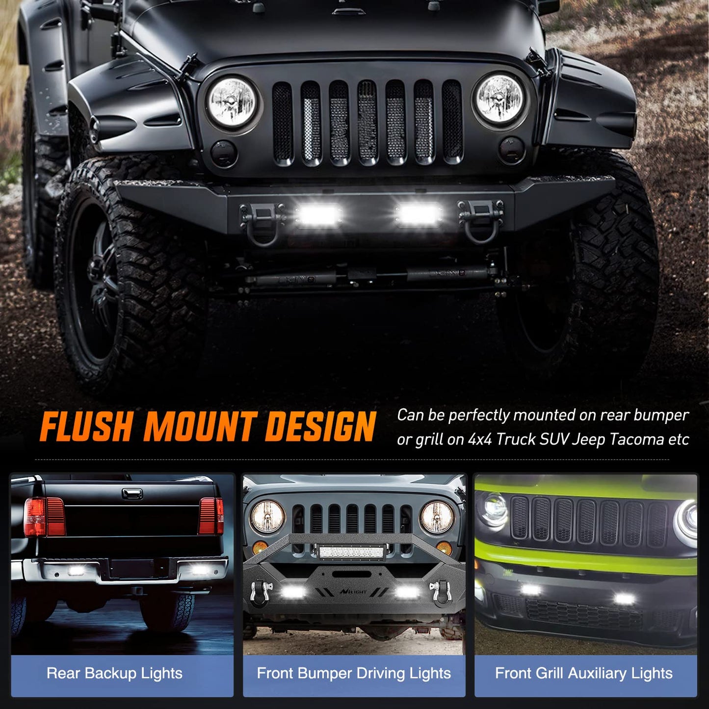 Nilight Flush Mount LED Light Pods 2PCS 6 Inch 39W Upgraded Spot Flood Combo Beam Driving Work Lighting Backup Reverse Grill Mount Lights for Offroad Truck Tractor SUV ATV UTV Golf Cart Boats