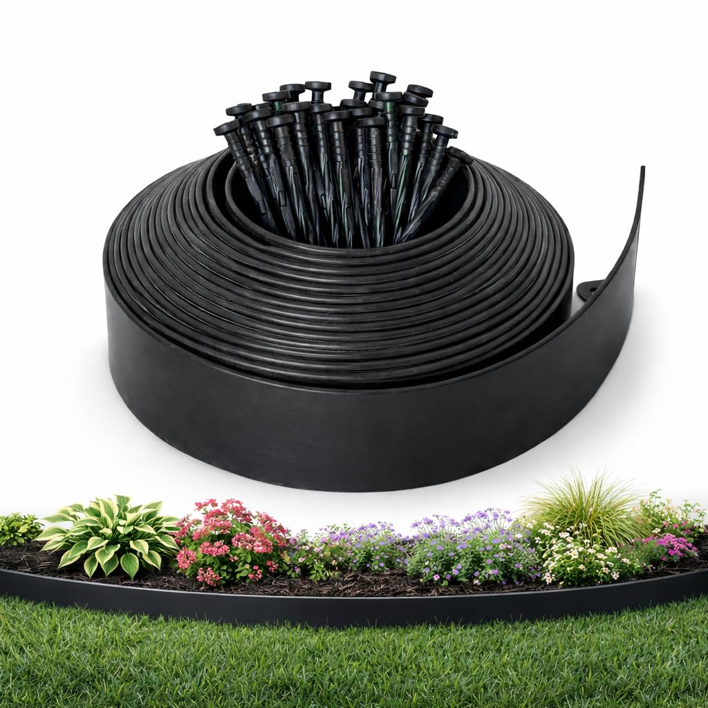 Gardzen Landscape Edging Kit, 40-Foot Long, 3-Inch Tall Garden Edging Border for Flower Beds, Tree Rings, Pathways, Includes 40 Spikes