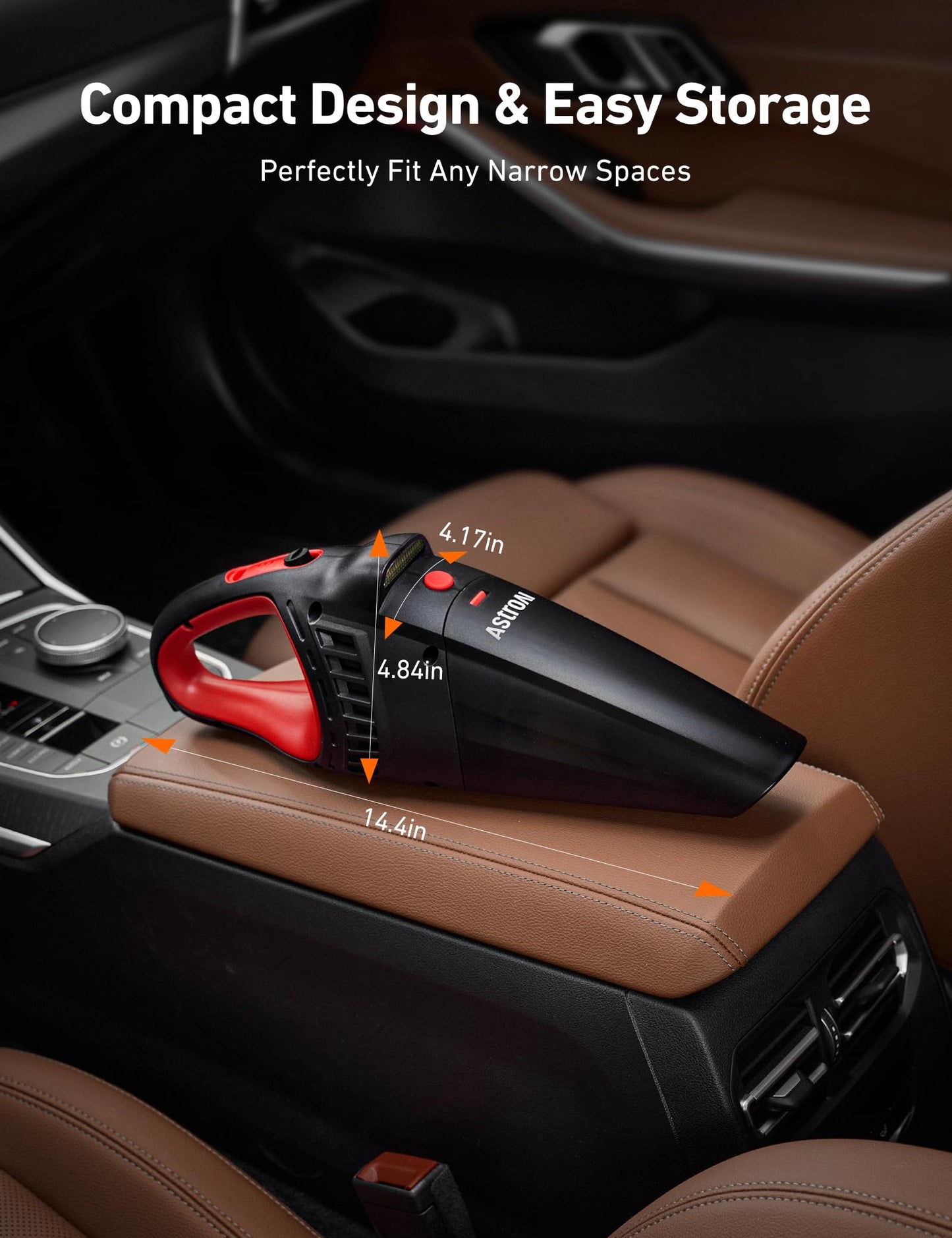 AstroAI Car Vacuum Cleaner Cordless, Handheld Vacuum with 6000mAh & 12V DC, LED Light, Brush, Extended Nozzle, Hose, Rechargeable Hand Held Vacuum for Car, Home, Office & Pet Cleaning