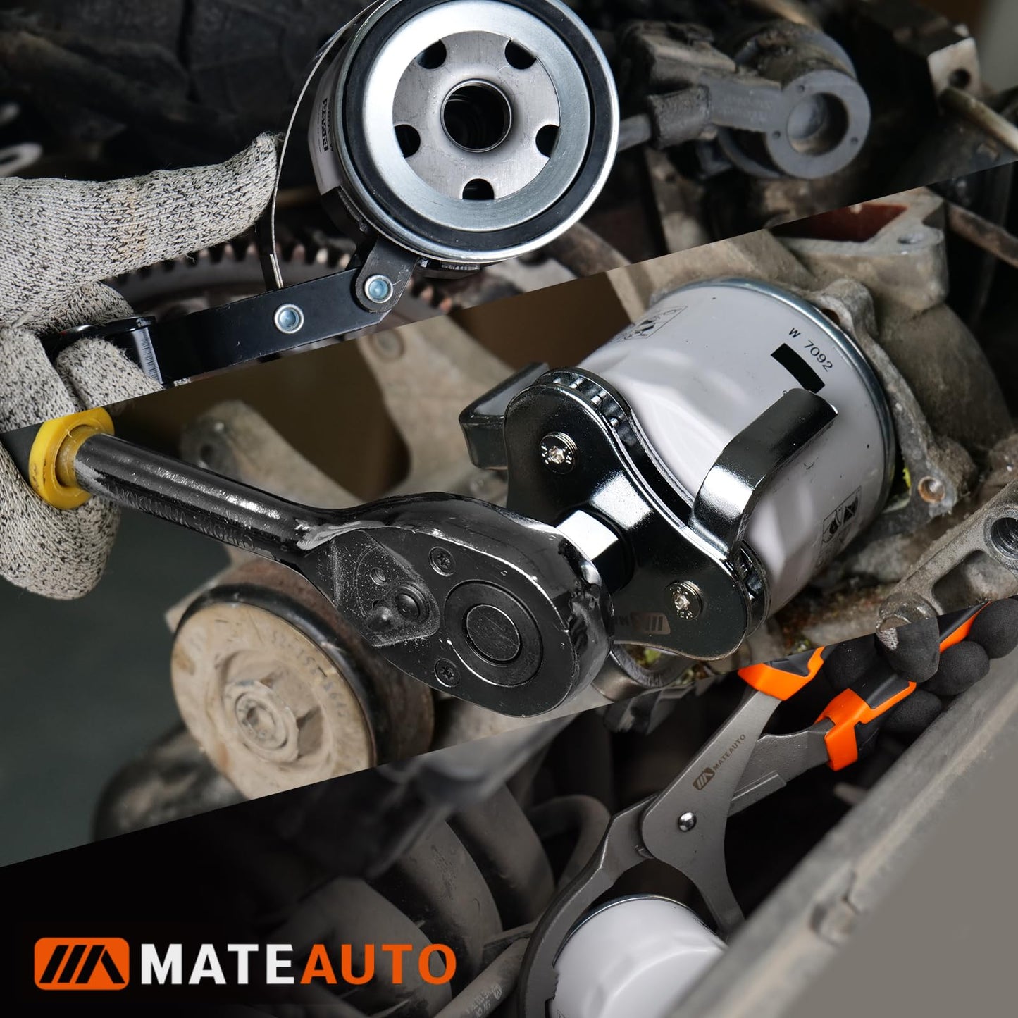 MateAuto Oil Filter Wrench Set of 8 Adjustable Wrench 9" & 12" Universal Oil Filter Removal Tool with 1/2" to 3/8" Adapter, Organized in Storage Case