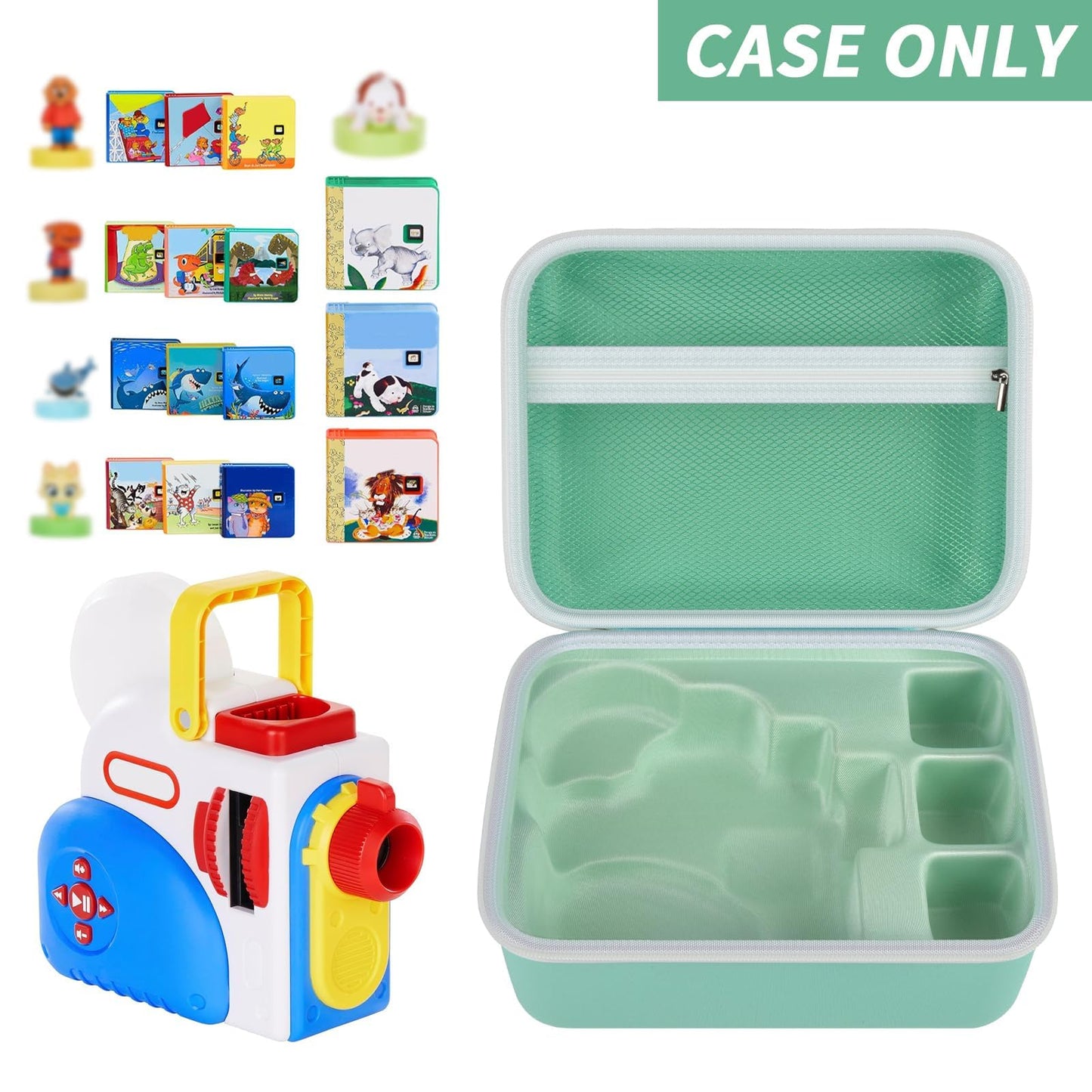Case Compatible with Little Tikes for Story Dream Machine Books Starter Set, Toys Protective Container for Little Tikes for Storytime Audio Play Real for Littles Character Collection-Green (Box Only)
