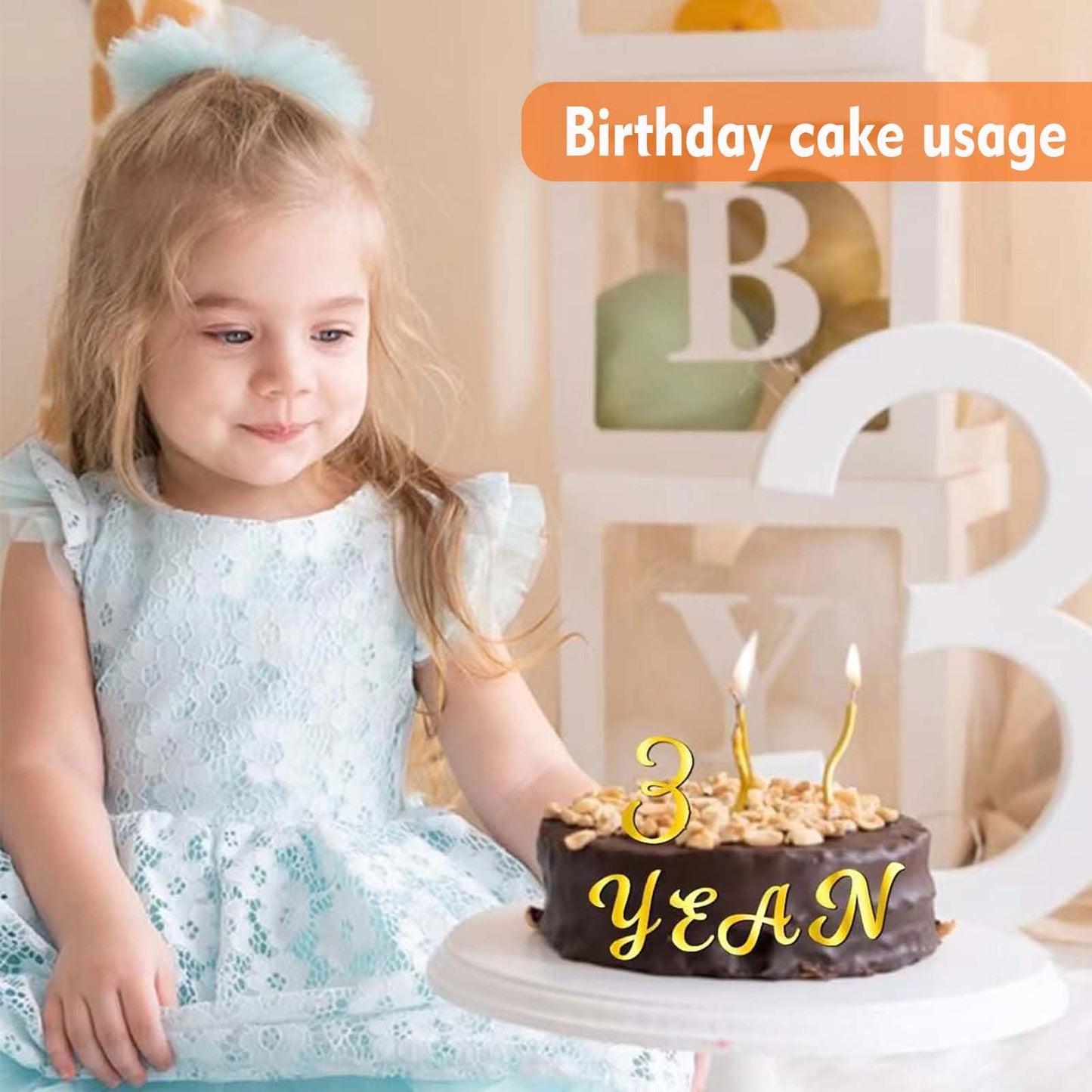 TAMUNI Acrylic Cake Topper - 128Pcs Elegant Gold Letters Cake Topper with 0-9 Numbers, a-z Letter and A-Z Letter, Cupcake Topper Decoration for Birthday (Gold)