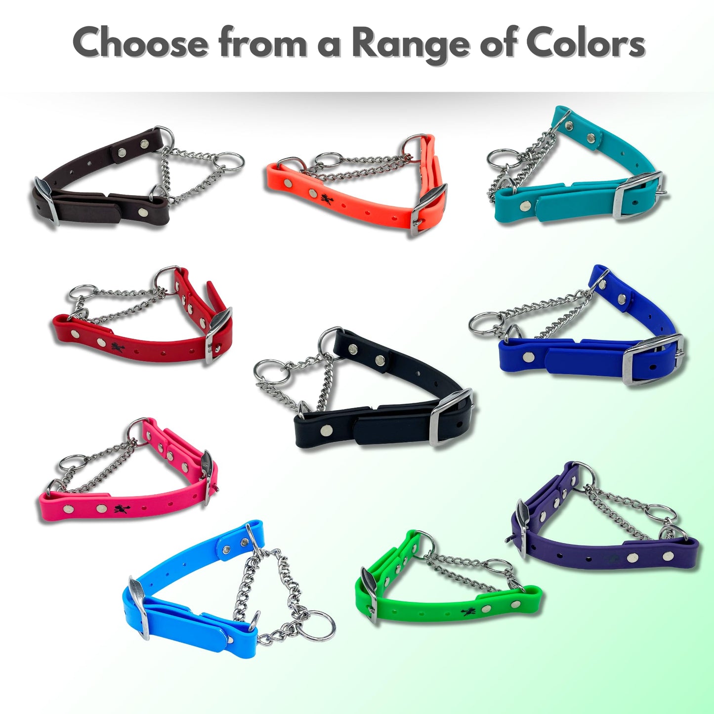 JIM HODGES DOG TRAINING Martingale Collar for Dogs, Biothane, Stainless Steel Hardware, No Pull, Made in The USA, Professional Grade. Large, Black