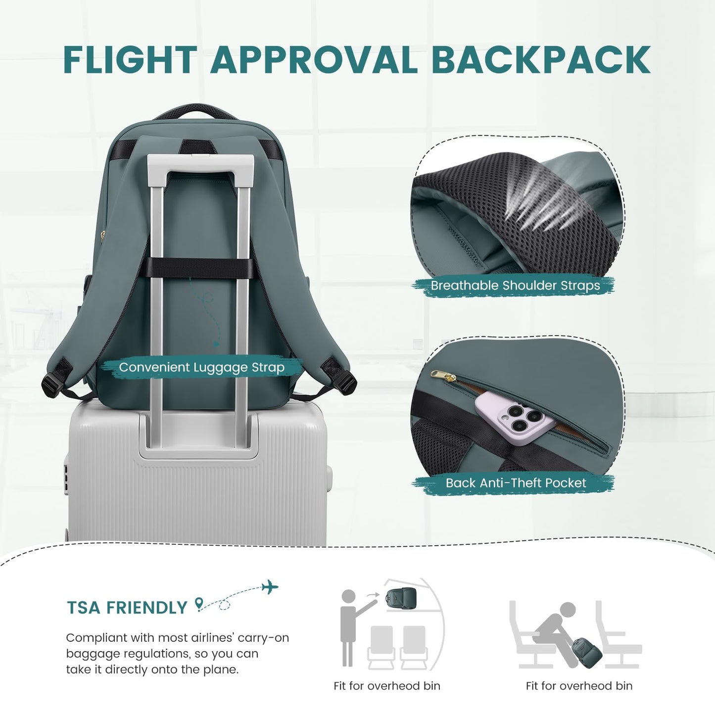 Lunch Backpack 16 Inch Laptop Backpack with Insulated Cooler Lunch Box Food Bag for College Work Camping Picnics (Atrovirens)