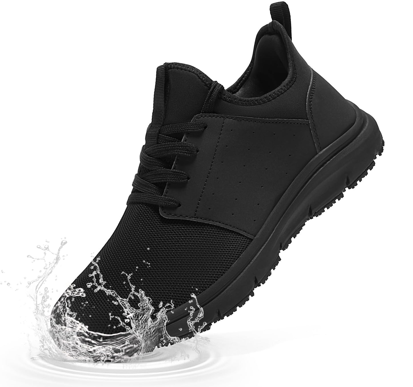 ZIGSAM Men Non Slip Shoes Food Service Work Kitchen Chef Slip Resistant Restaurant Slip on Sneakers Walking Cushion Working Footwear, 10.5 Black