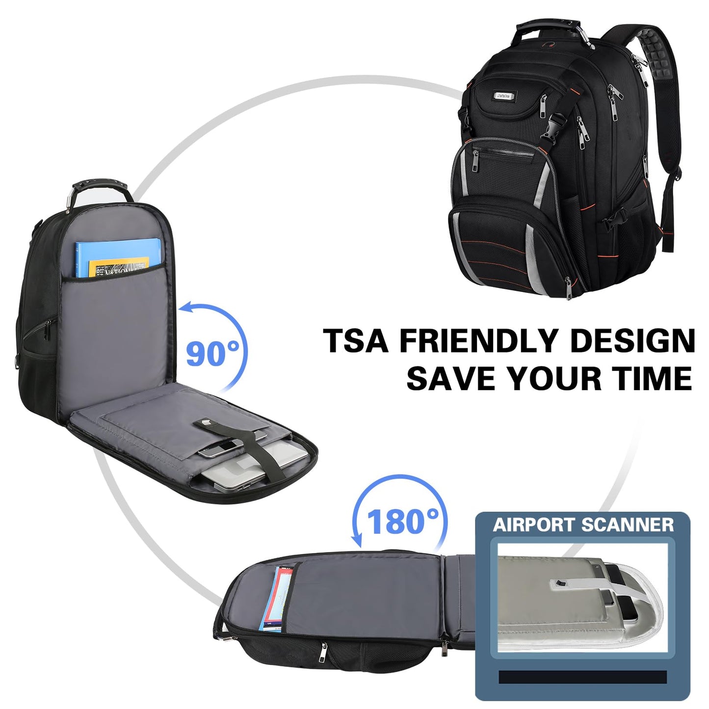 Travel Laptop Backpack,Extra Large 18.4 Inch Laptop Anti Theft TSA Friendly Backpack with RFID Pocket,Water Resistant College Bookbag,Computer Bag for Women Men Notebook&Basketball