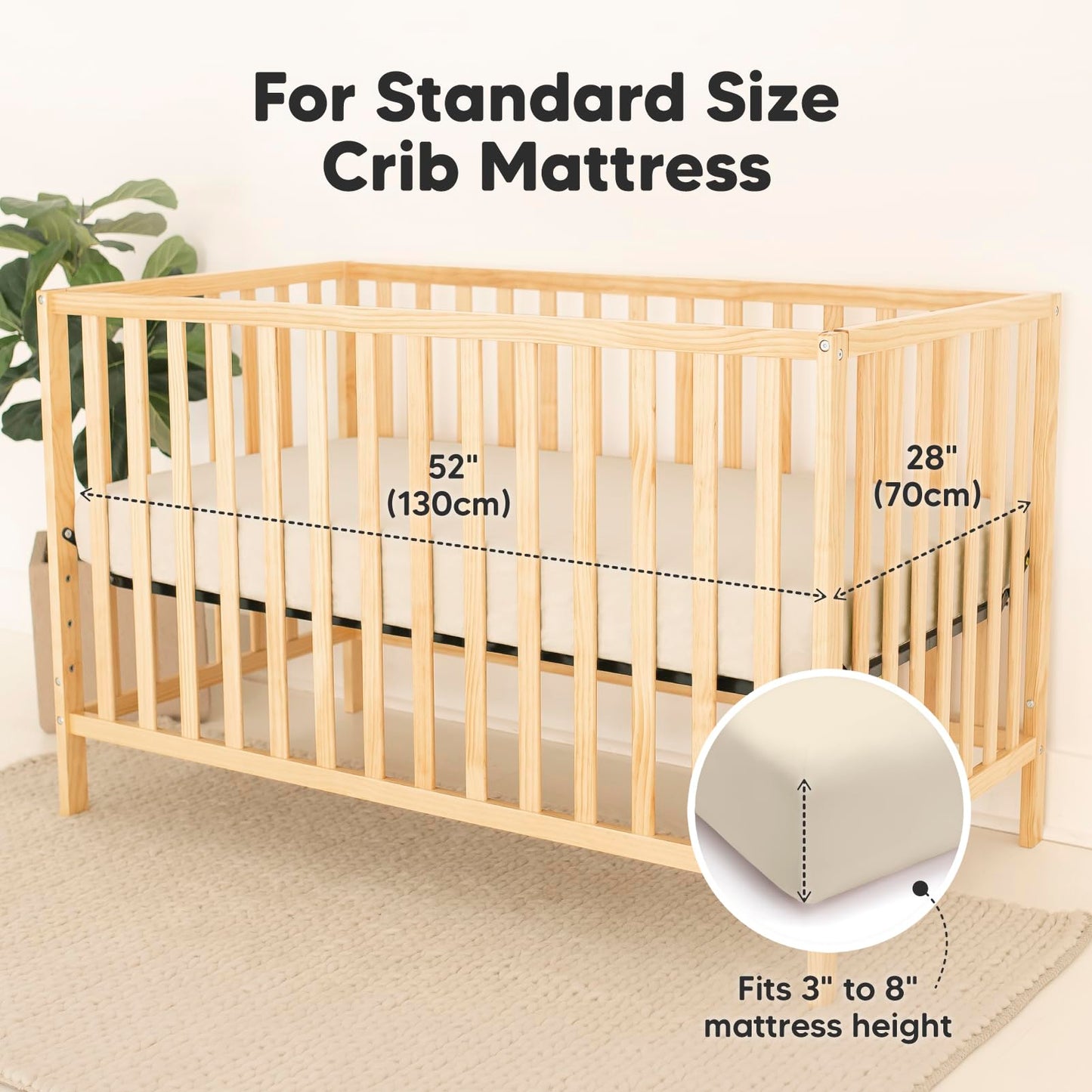 2-Pack Waterproof Baby Crib Sheets for Boys, Girls - Viscose Derived from Bamboo Toddler Bed Sheet Neutral, Fitted Crib Mattress Protector Cover for Baby Bedding, Soft & Gentle (Ecru)
