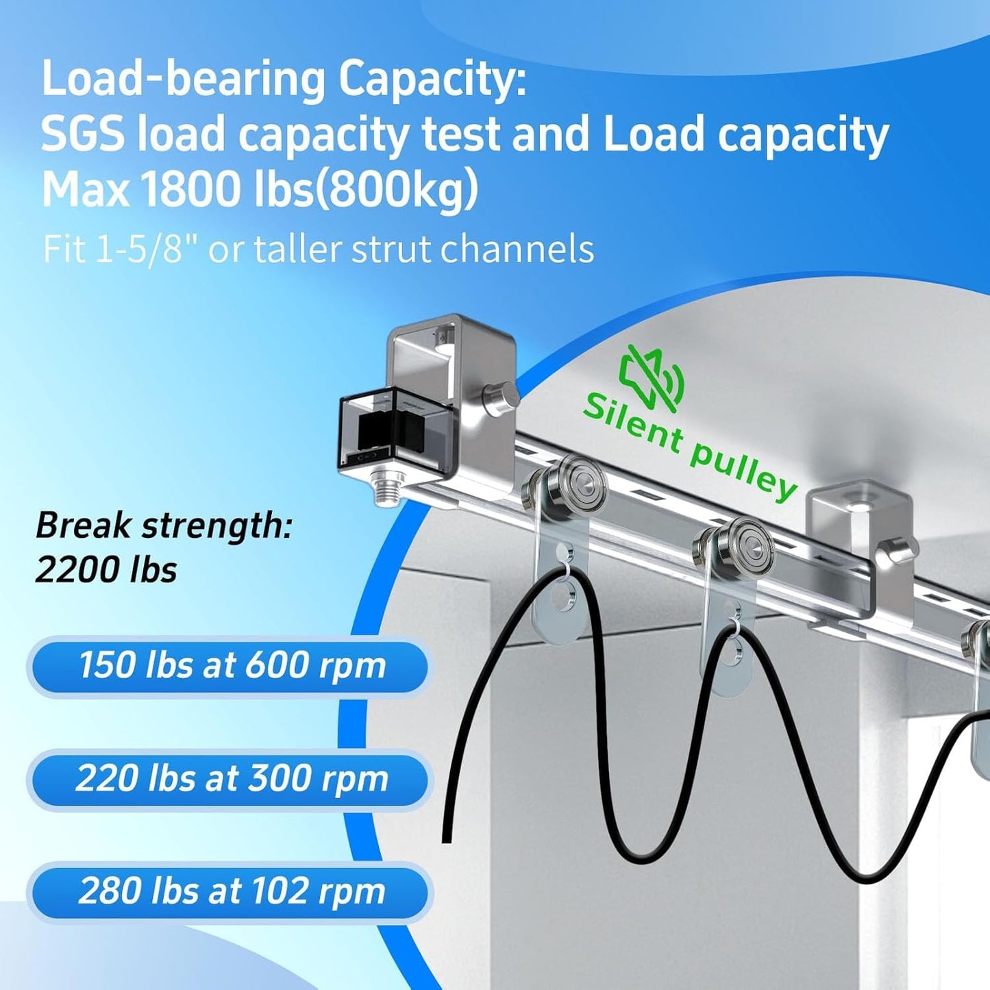 2 Wheel Unistrut Trolley Roller Assembly,Two Bearing Metal Rollers for 1-5/8" Wide & All 1-5/8" Taller Strut Channels or Garage Pulley Hoist Systems,Silent Trolley Wheels (10)