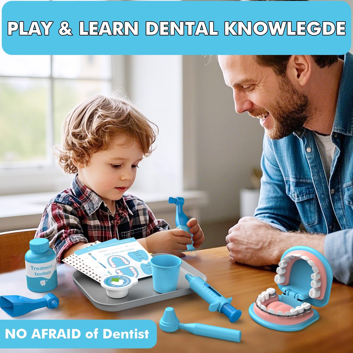 Dentist Kit for Kids - Doctor Kit Toy Gifts for 3 4 Year Old Girls, Pretend Play Set Teeth and Dental Toys Playset Medical Kits for Boys Kids Toddlers 2-4