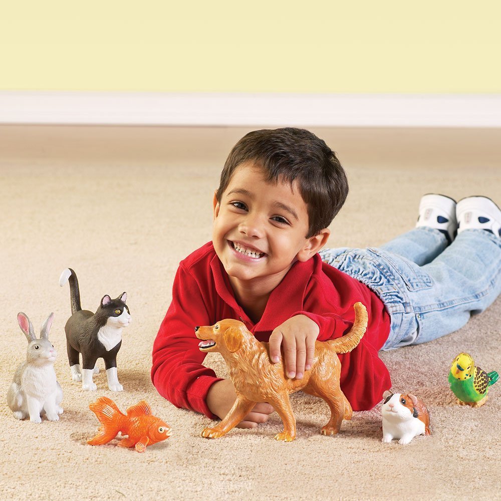 Learning Resources Jumbo Domestic Pets, Preschool Pet Toys, Classroom Desk Pets, 6 Animals, Ages 2+