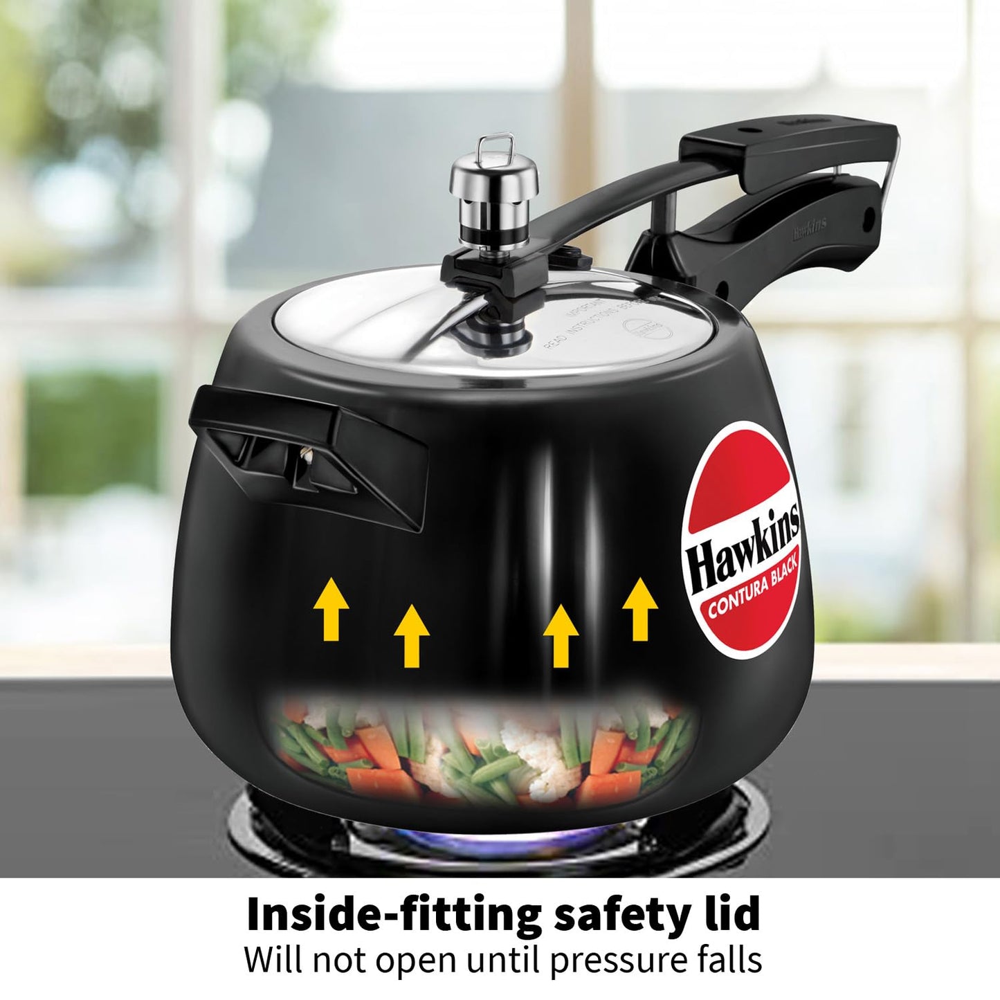 Hawkins CB40 Hard Anodised Pressure Cooker, 4-Liter, Contura Black