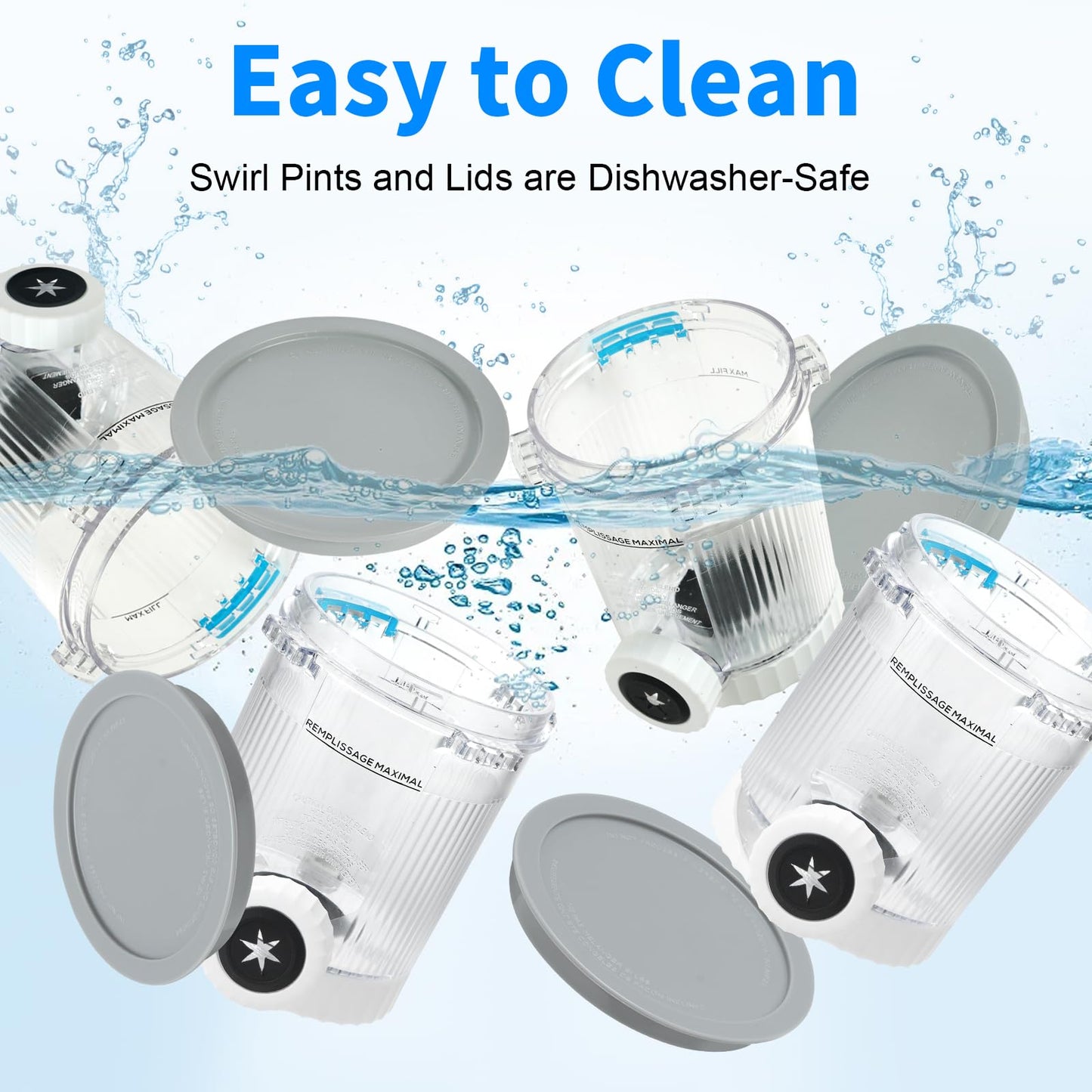 4 Pack Creami Pints and Lids for Ninja NC700 NC701 Series, Compatible with Ninja Swirl Ice Cream & Soft Serve Makers, BPA-Free & Dishwasher Safe, Replacement XSK7PNTLD2