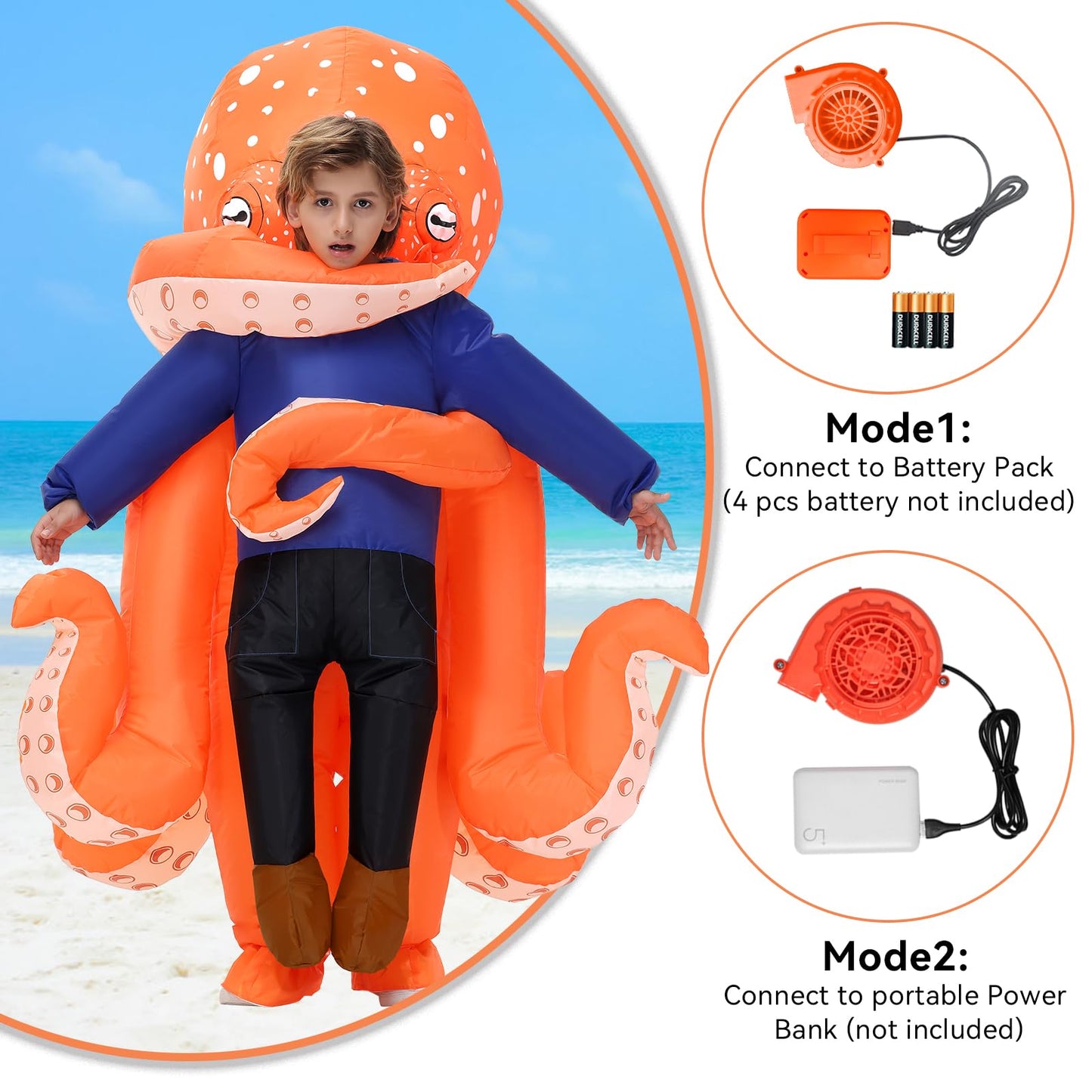 Inflatable Costume Octopus for Kids,Halloween Blow Up Octopus Costume,Funny Animal Inflatable Costume for Boys Girls Cosplay