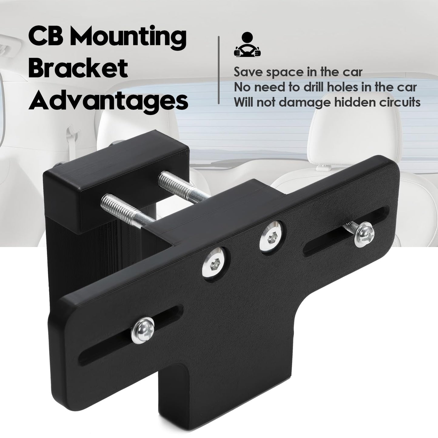 Upgrade Cup Holder RadioMount - Clamping Mount, Drinks Cup Holder Mount CB Radio Mounting Brackets Fit for Ham CB Pro Satellite Radio & All Universal 2 Hole fit AMPS Pattern mounting Device